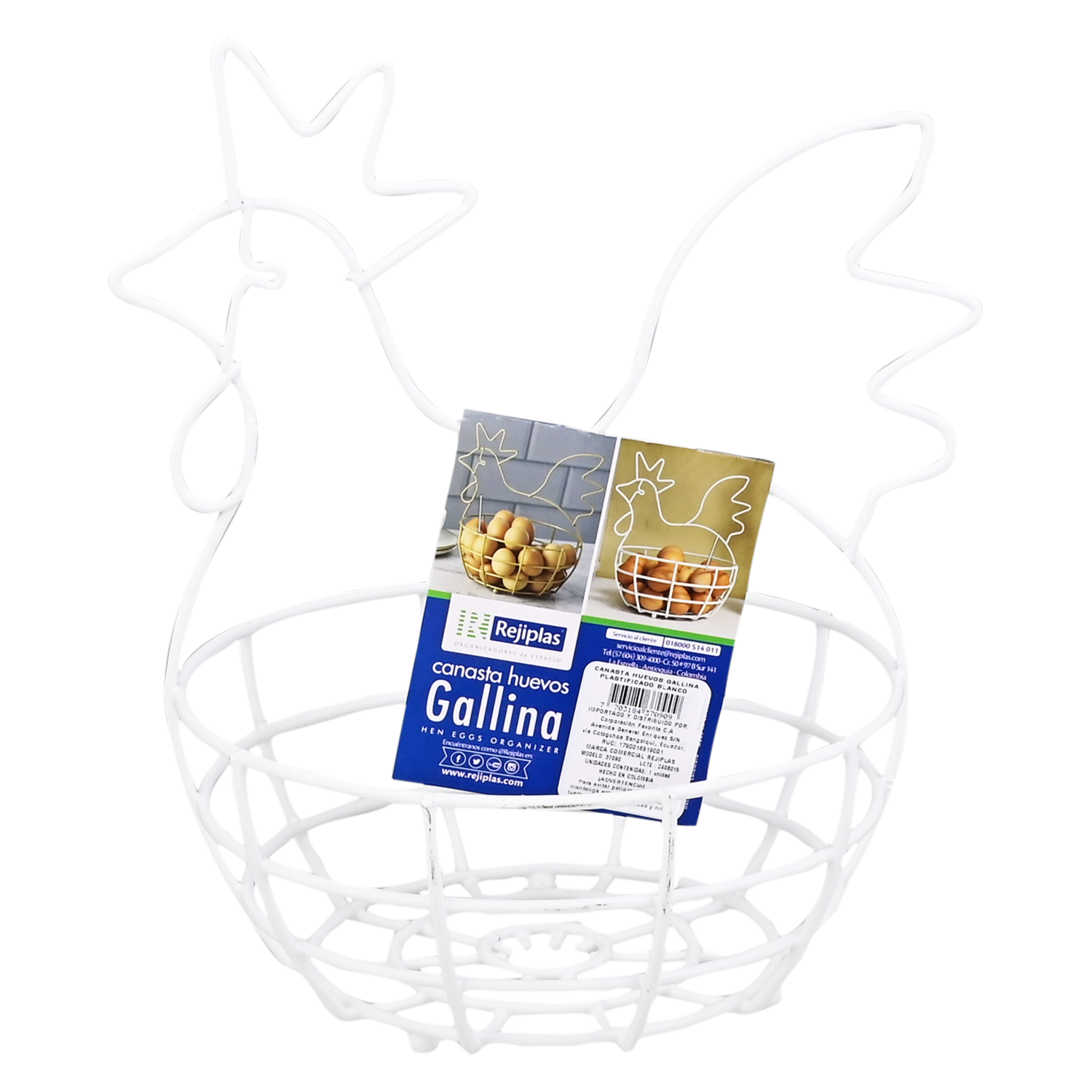 Canasta Huevos Gallina Plastificado Blanco REJIPLAS Unidad