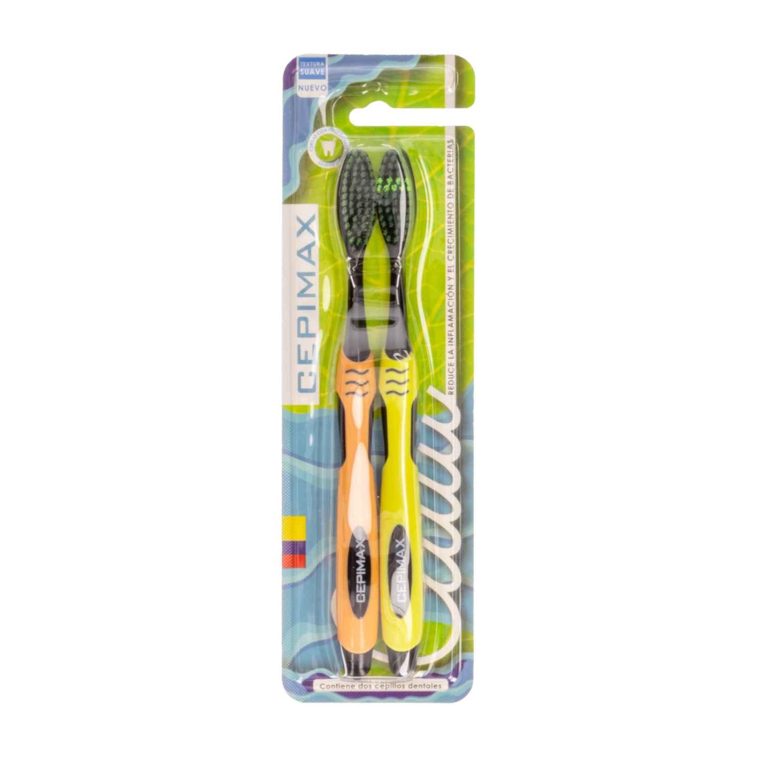 Cepillo Dental Adulto Cerdas Suaves Té Verde CEPIMAX Pack X2 U