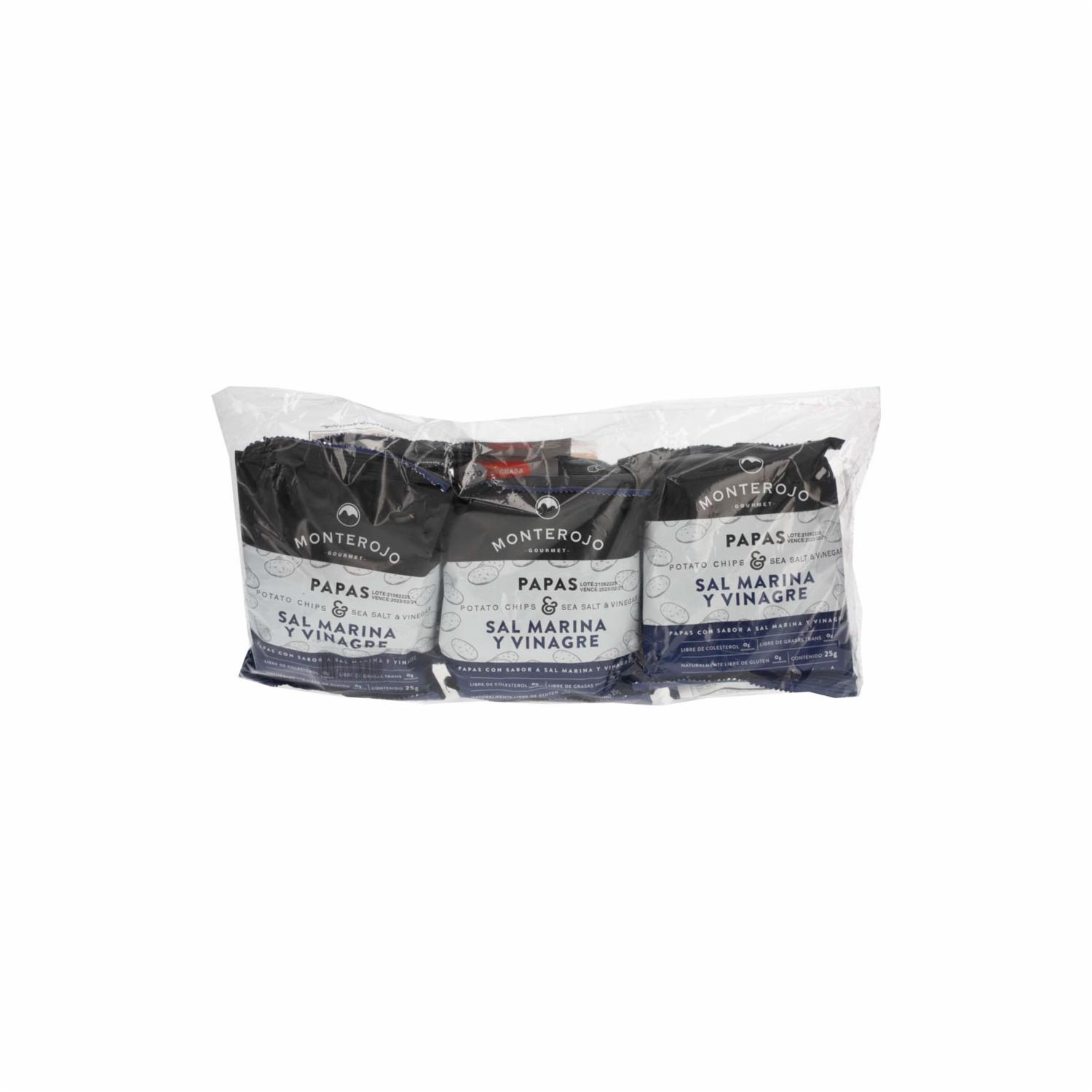Pack Papas Sal Marina Y Vinagre MONTE ROJO 6 Uds X 25 G