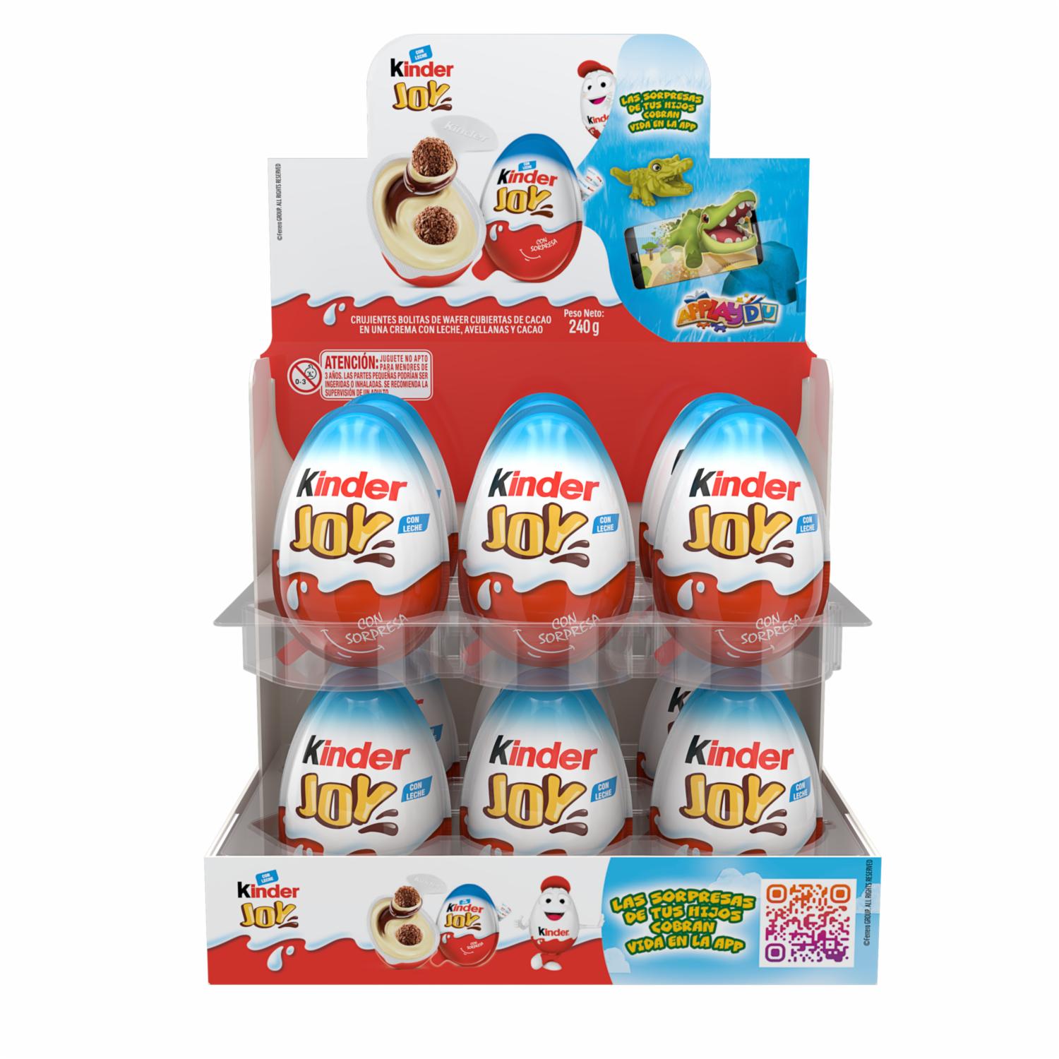Huevo Sorpresa Azul De Leche Y Avellanas Con Bolitas Waffer KINDER JOY 12 X 20 G