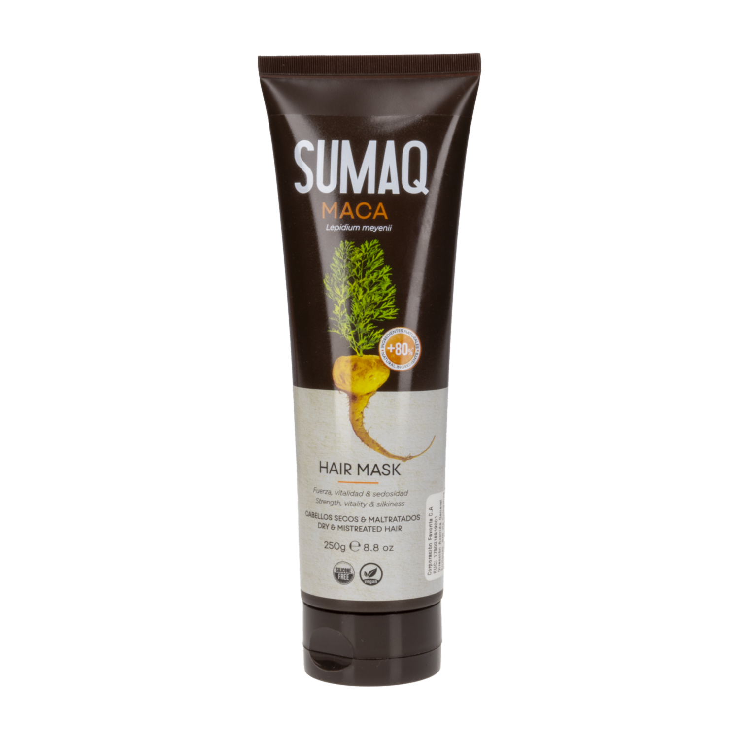 Mascara Capilar Con Maca Vitalizante Para Cabellos Secos Y Maltratados SUMAQ 250 Ml