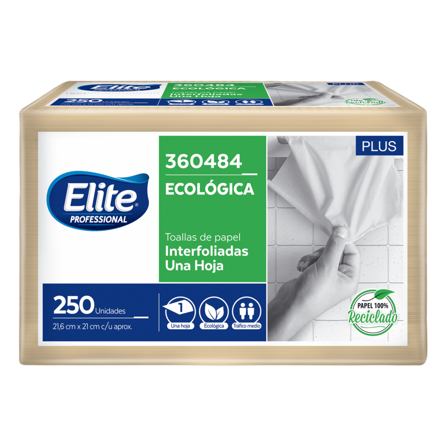 Toalla De Papel Interfoliada Una Hoja 100 % Reciclado ELITE X 250 Uds