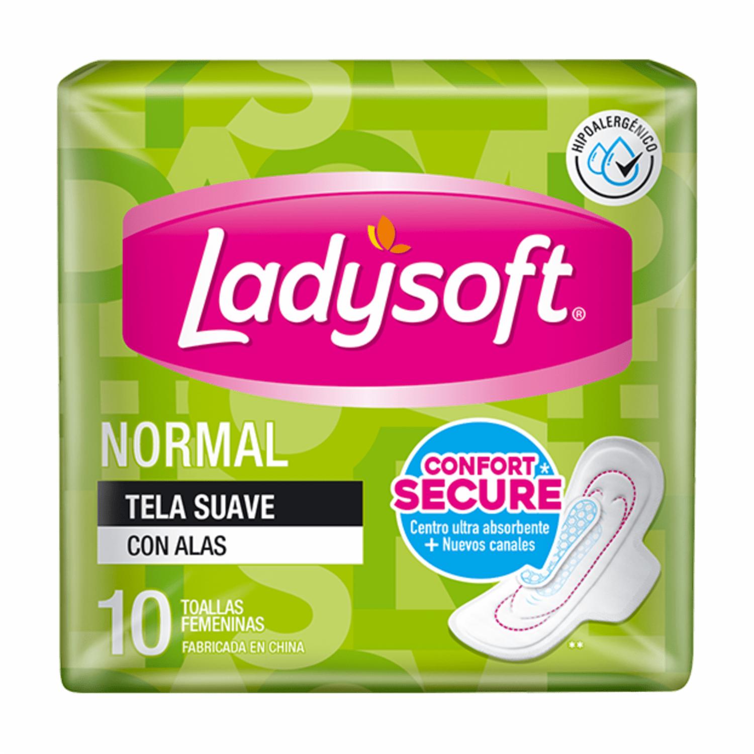 Toallas Sanitarias Normal Suave Con Alas LADYSOFT X 10 Uds