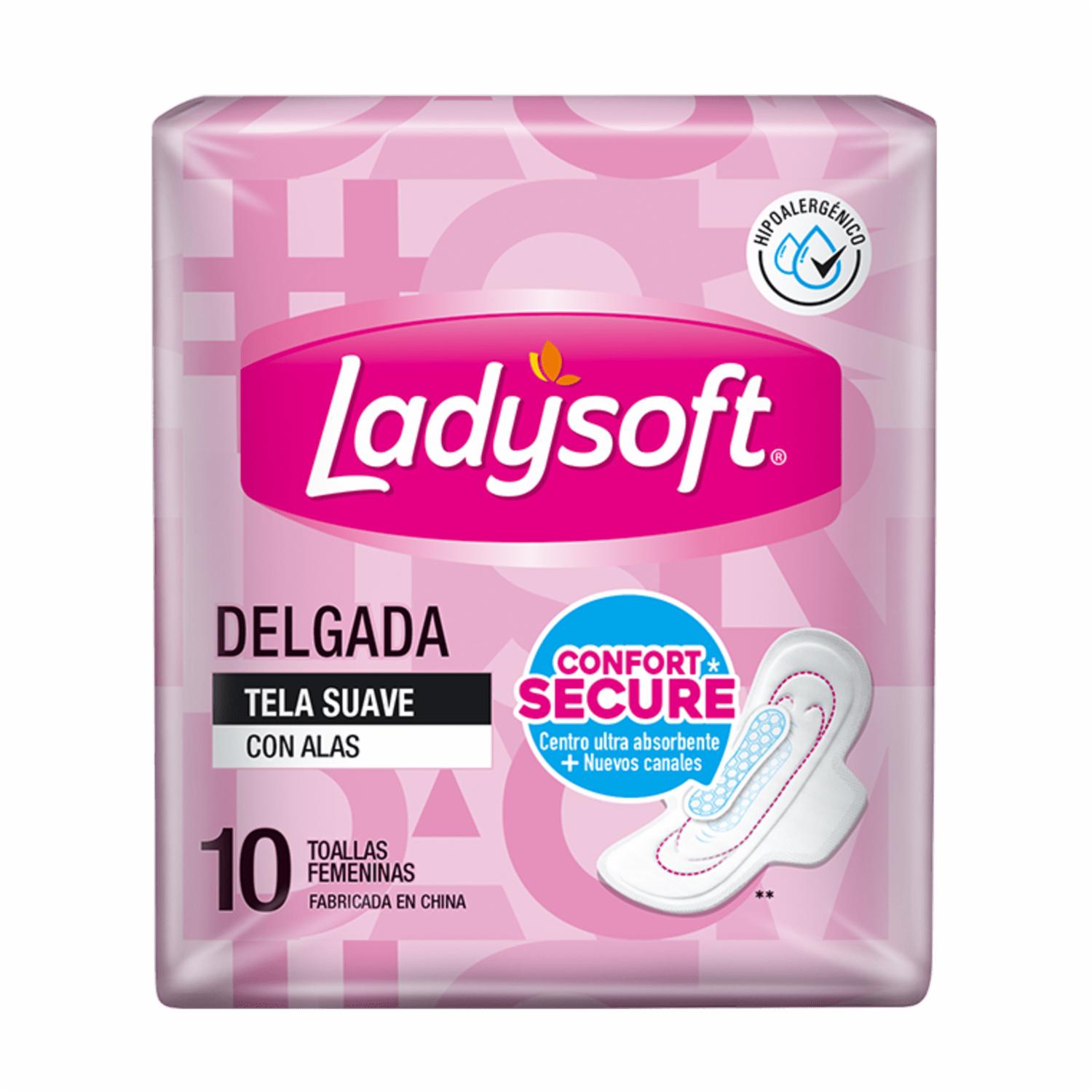 Toallas Sanitarias Delgada Suave Con Alas LADYSOFT X 10 Uds