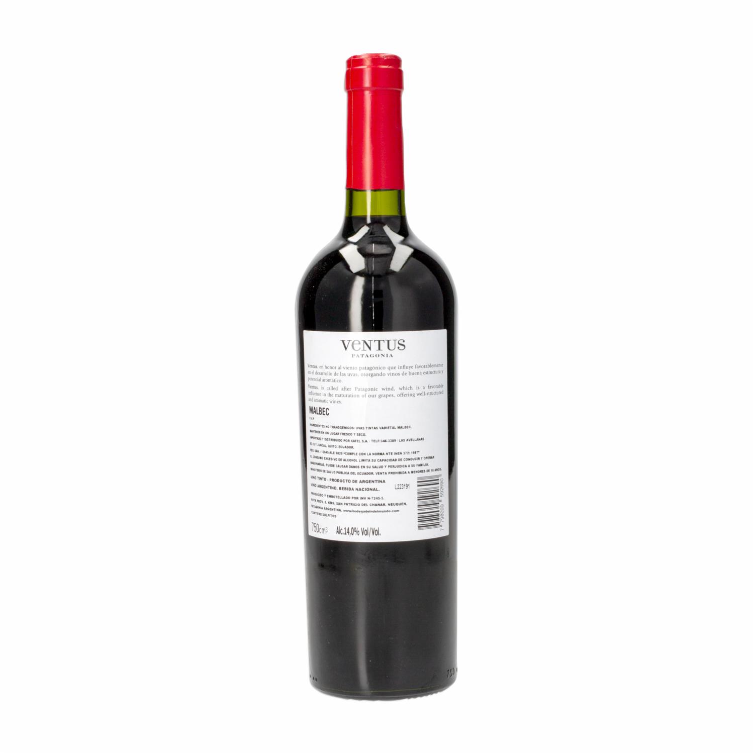 Vino Tinto Malbec VENTUS 750 Ml Supermaxi