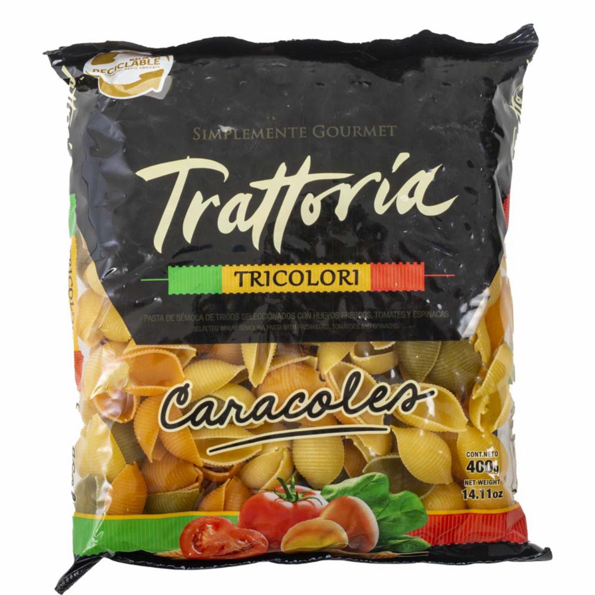 Pasta Caracolas Tricolor TRATTORÍA 400 G