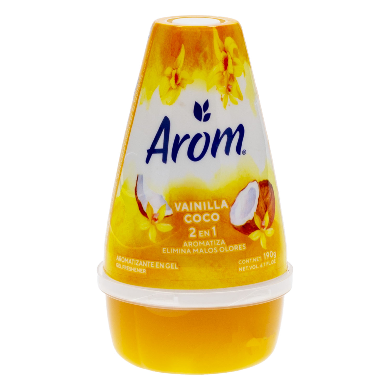 Desodorante Ambiental Tipo Cono En Gel Esencia Vainilla Coco AROM 190 G