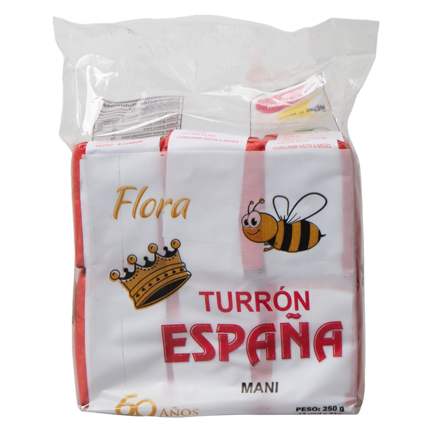 Turrón Con Maní Flora ESPAÑA 12 Uds X 21 G