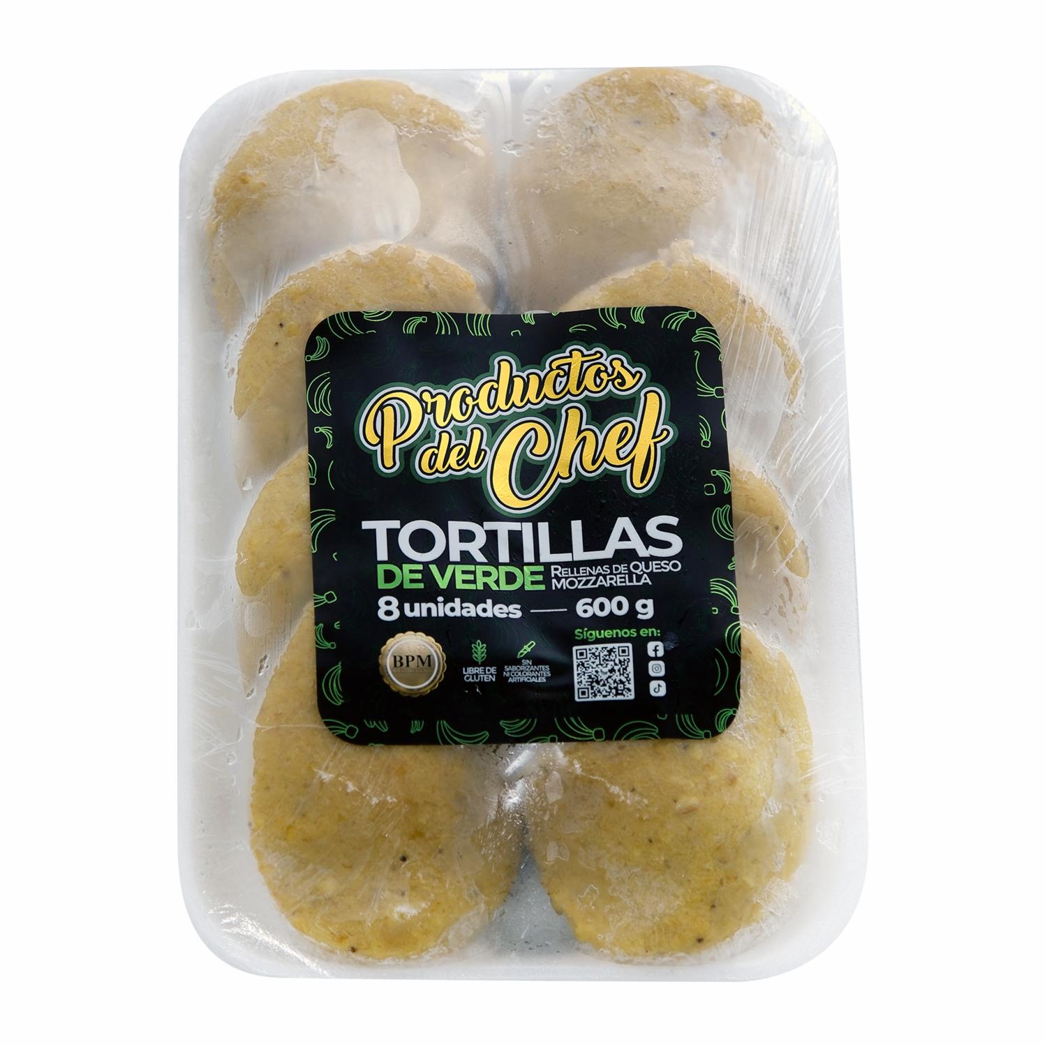 Tortillas De Verde Rellenos De Queso Mozzarella PRODUCTOS DEL CHEF X 8 Uds