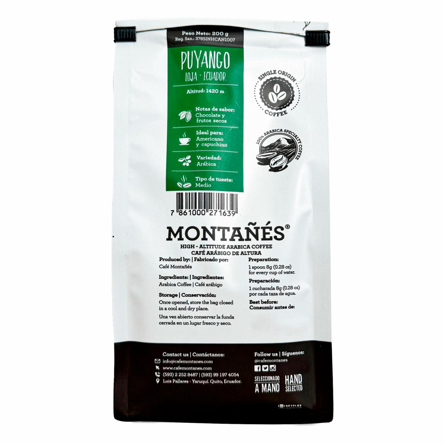 Café Tostado Y Molido Puyango MONTAÑÉS 200 G