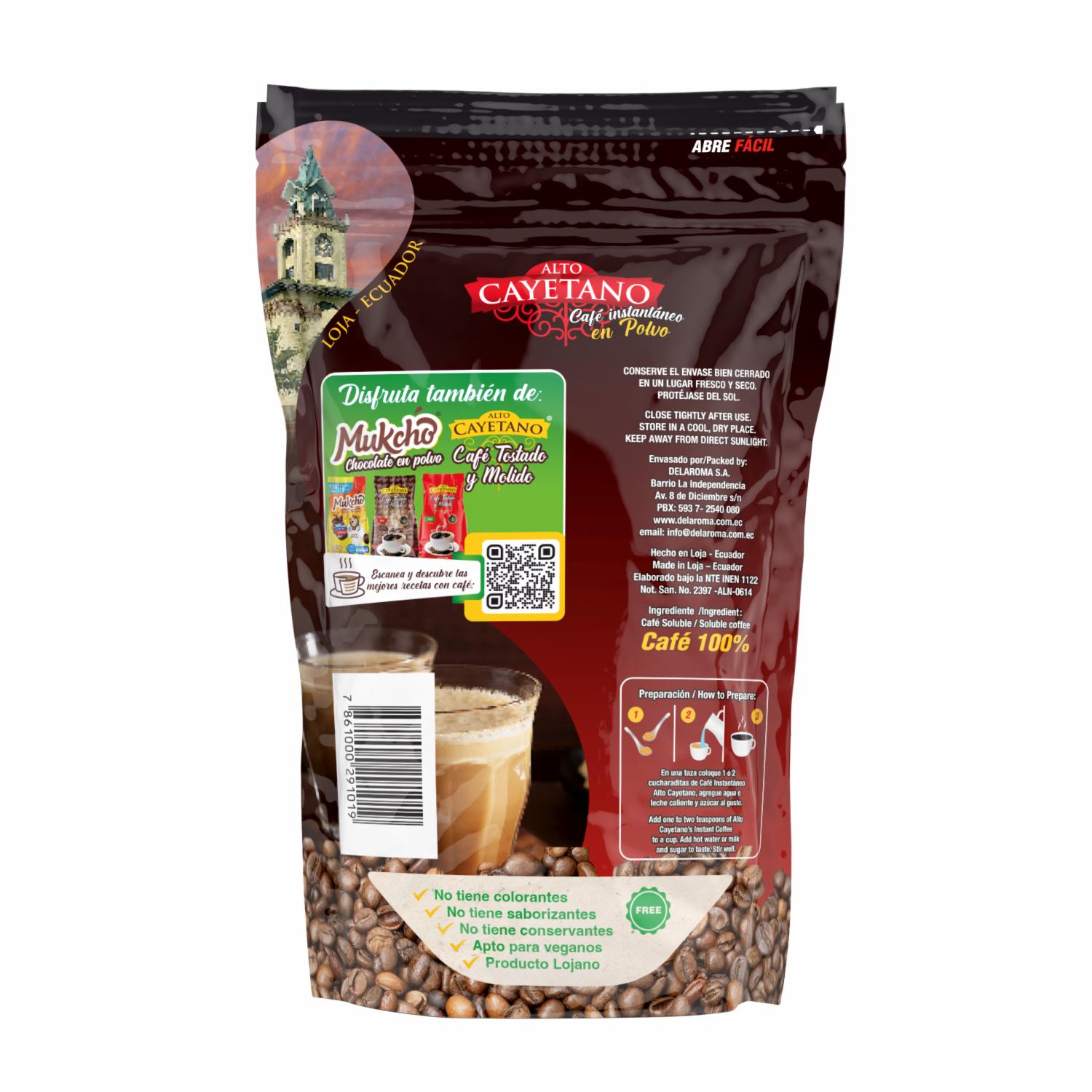 Café Instantáneo Soluble ALTO CAYETANO 100 G