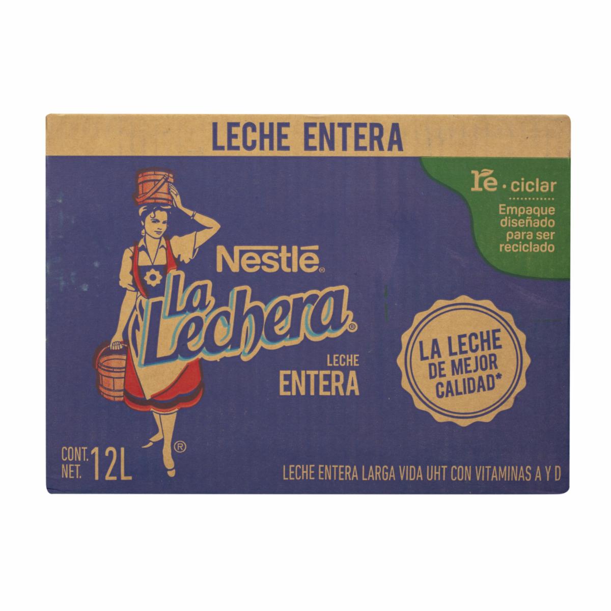 Leche Entera Larga Vida LA LECHERA 12 Uds X 1000 Ml