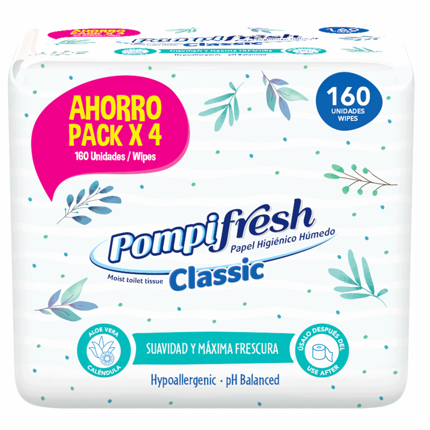 Papel Higiénico Húmedo Classic POMPI FRESH X 4 Uds