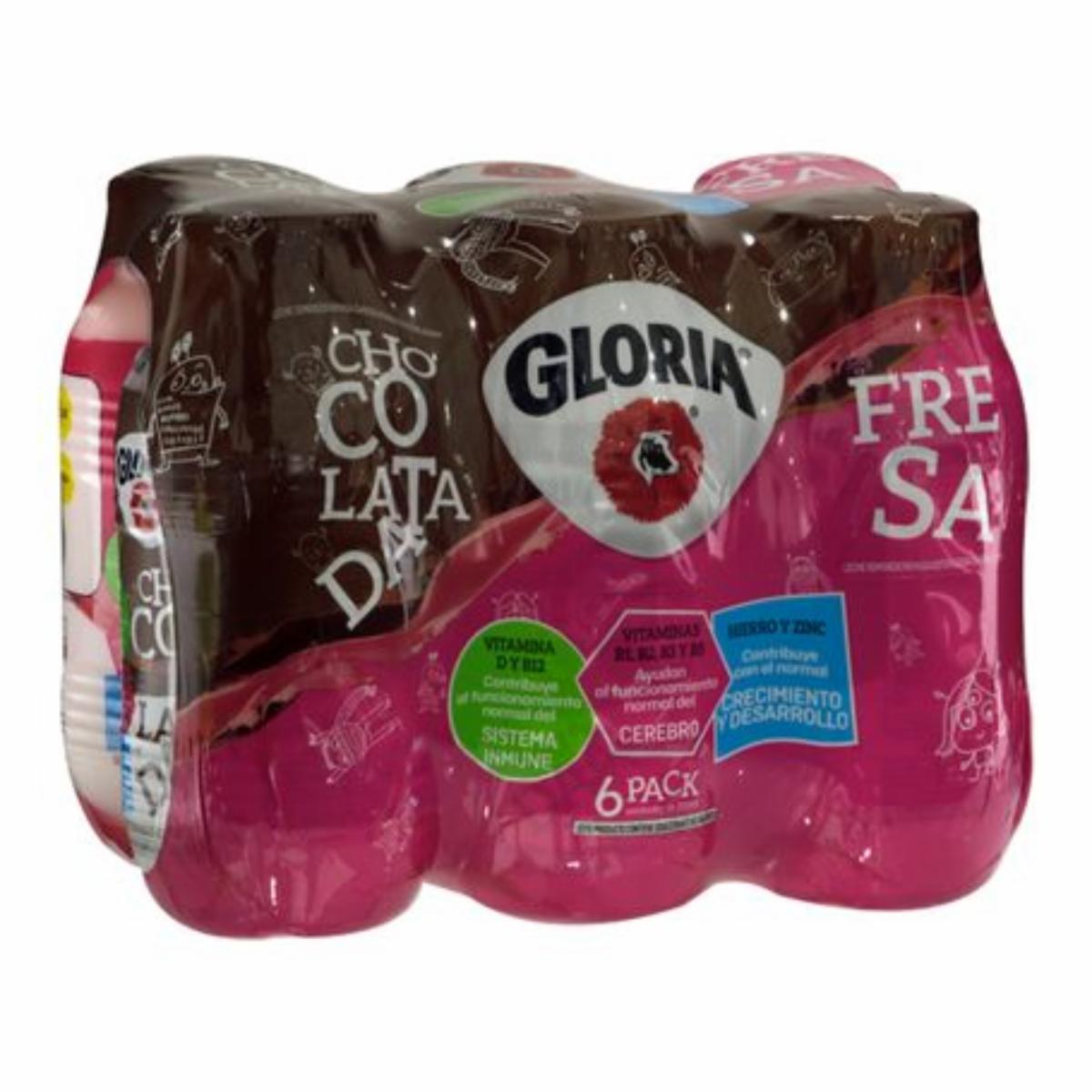 Leche Saborizada Mix Chocolate Y Fresa GLORIA 6 X 200 Ml