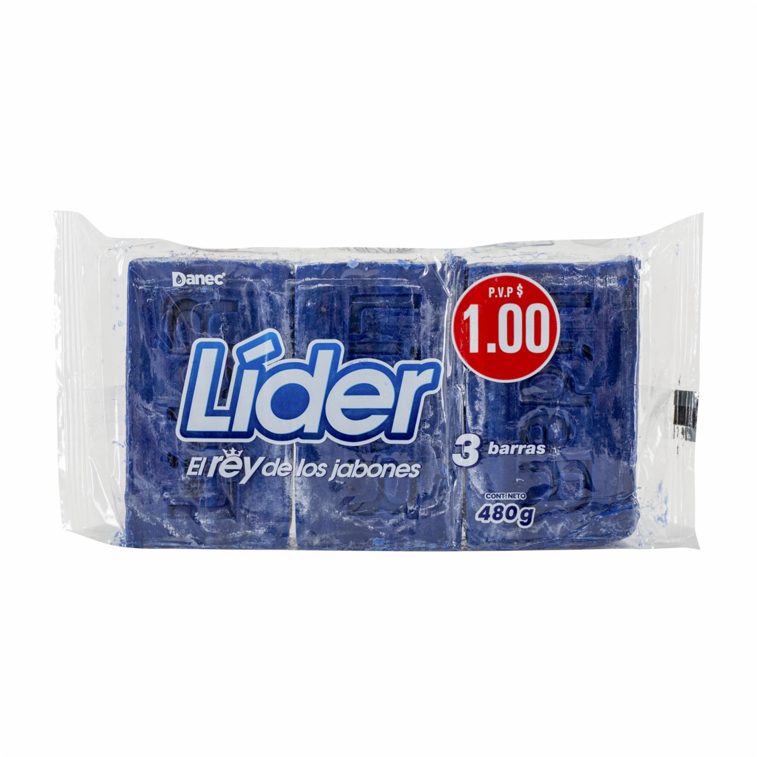 Jabón De Ropa Azul LÍDER 3 X 160 G
