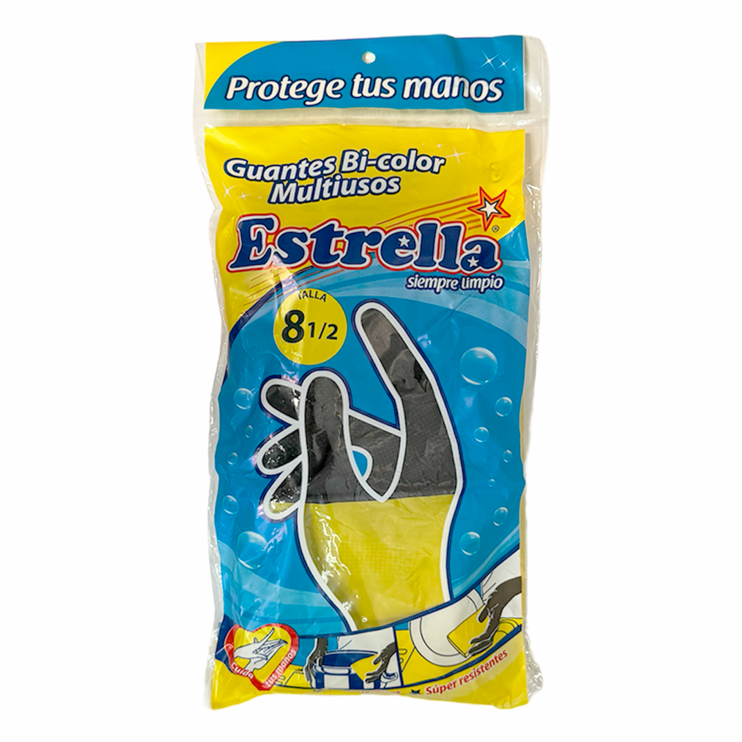 Guantes De Nitrilo Multiusos Bicolor ESTRELLA Talla 8 1/2
