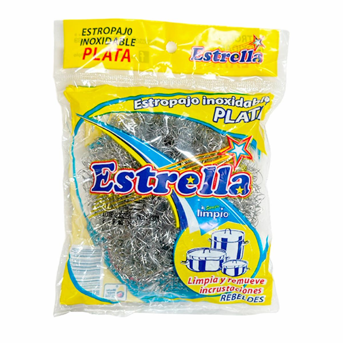 Estropajo Multiusos De Plata Inoxidables Limpia  Y Remueve Incrustaciones Rebeldes ESTRELLA Unidad