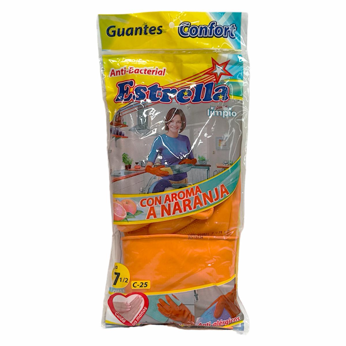 Guantes De Nitrilo Domésticos Antibacterial Aroma A Naranja ESTRELLA Talla 7 1/2