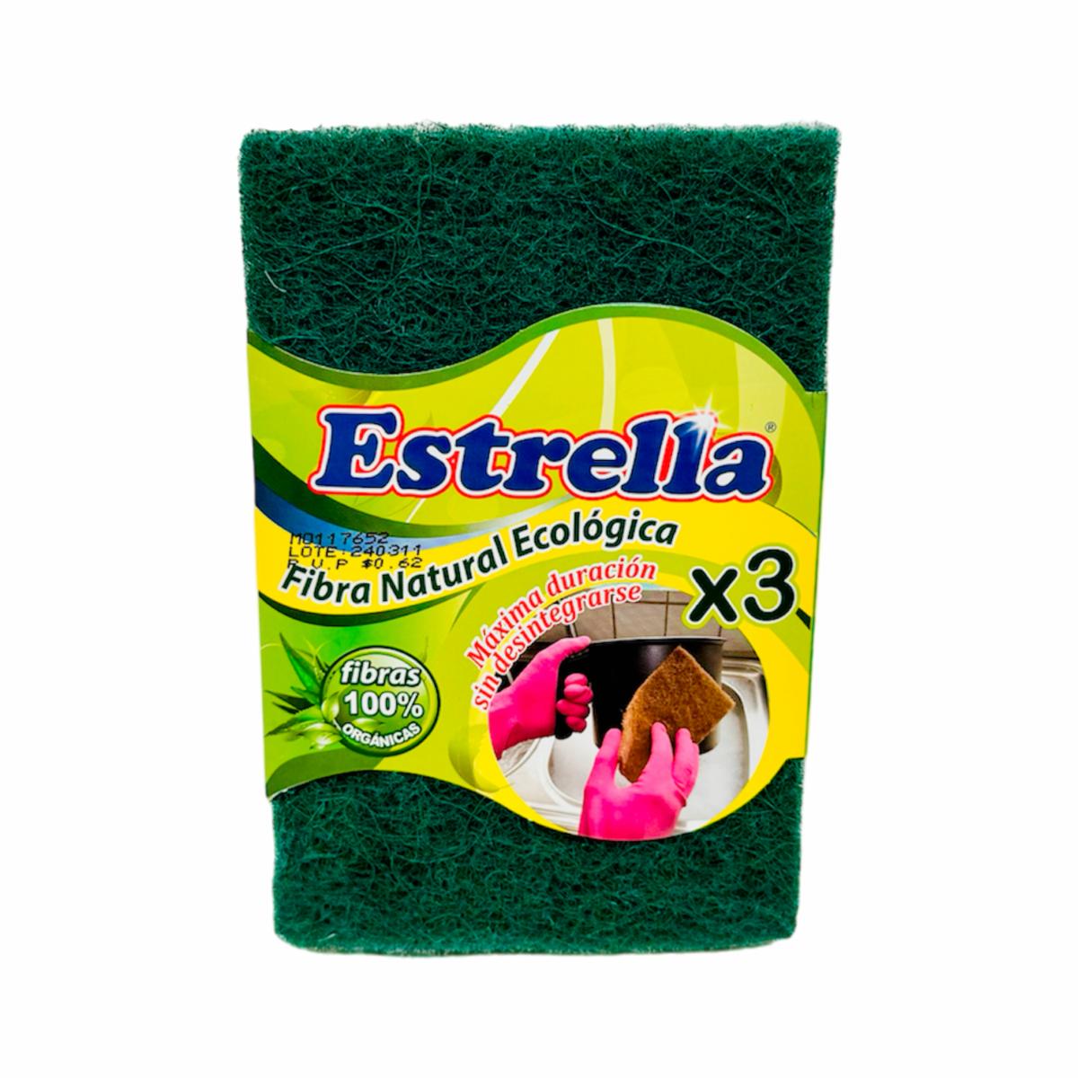Fibra Limpia Vajillas Multiuso Natural Máxima Duración ESTRELLA X 3 Uds
