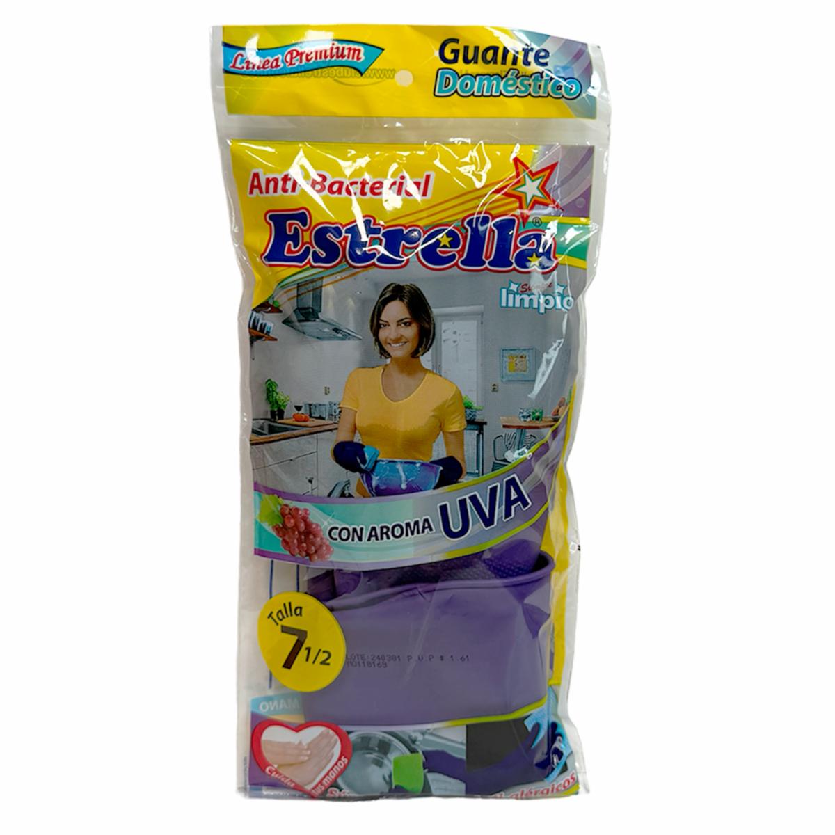 Guantes De Nitrilo Domésticos Antibacterial Aroma A Uva ESTRELLA Talla 7 1/2