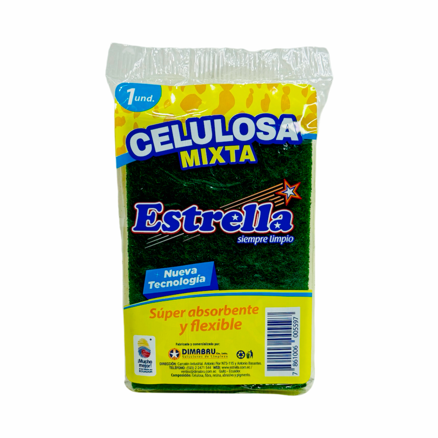 Esponja Multiusos Mixta Celulosa Súper Absorbente Y Flexible ESTRELLA Unidad