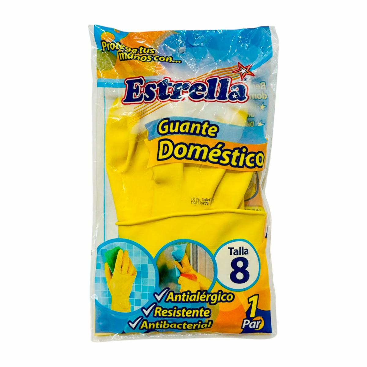 Guantes De Nitrilo Domésticos Amarillos Resistentes Anti alérgico Y Antibacterial ESTRELLA Talla 8