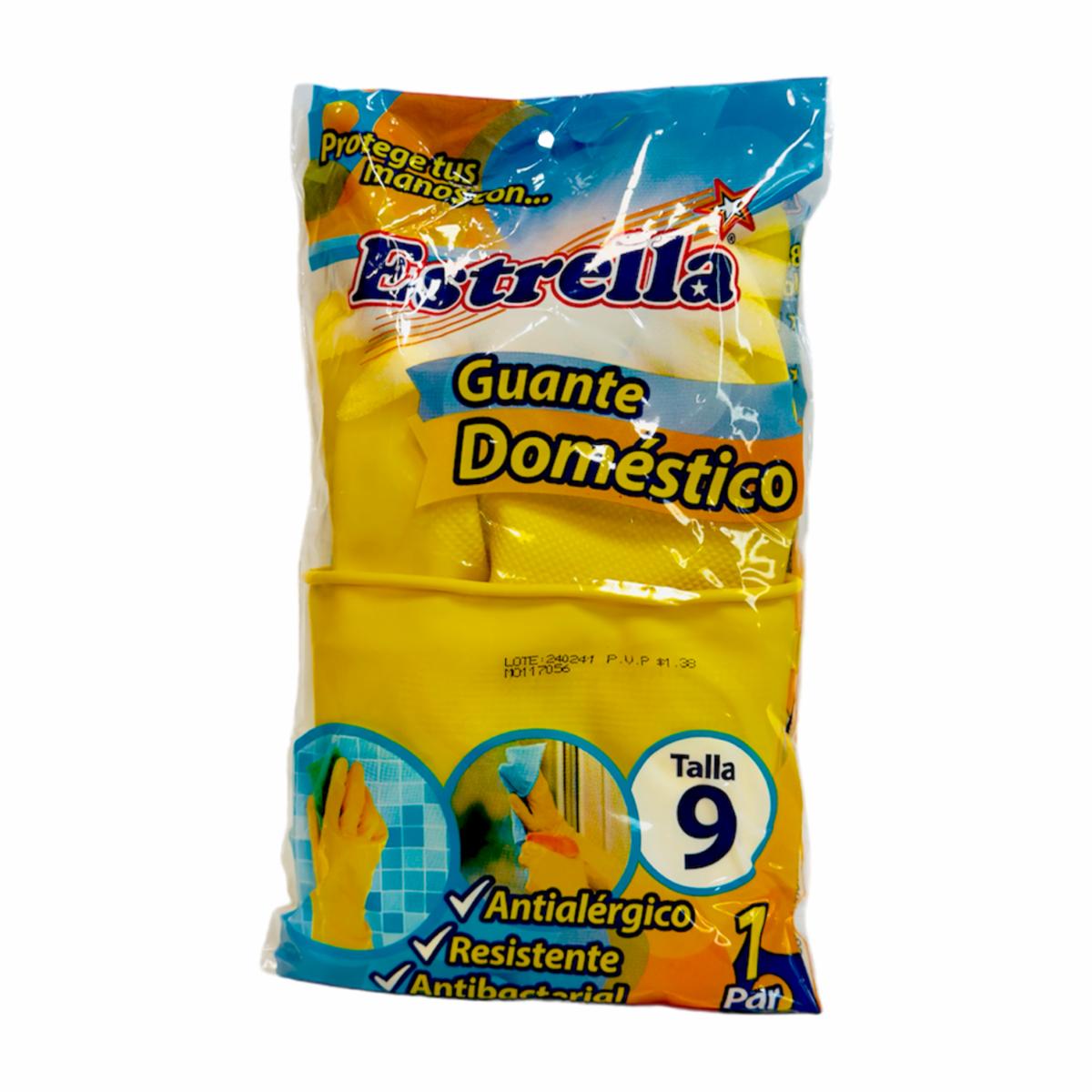 Guantes De Nitrilo Domésticos Amarillos Resistentes Anti alérgico Y Antibacterial ESTRELLA Talla 9