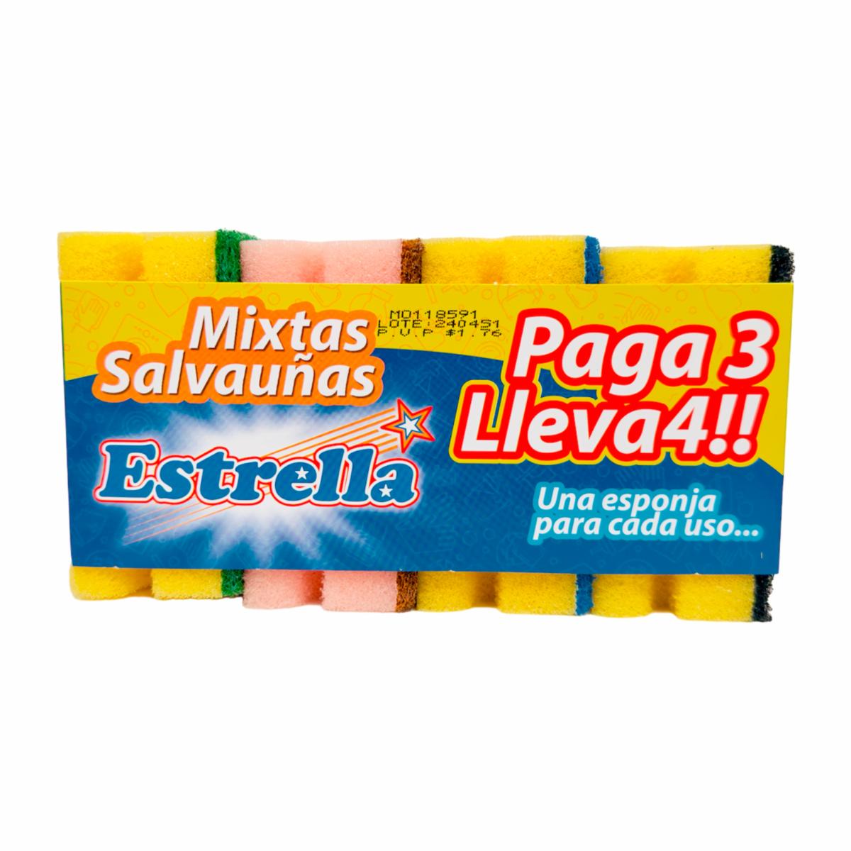 Esponja Multiusos Mixta Salva Uñas ESTRELLA X 4 Uds