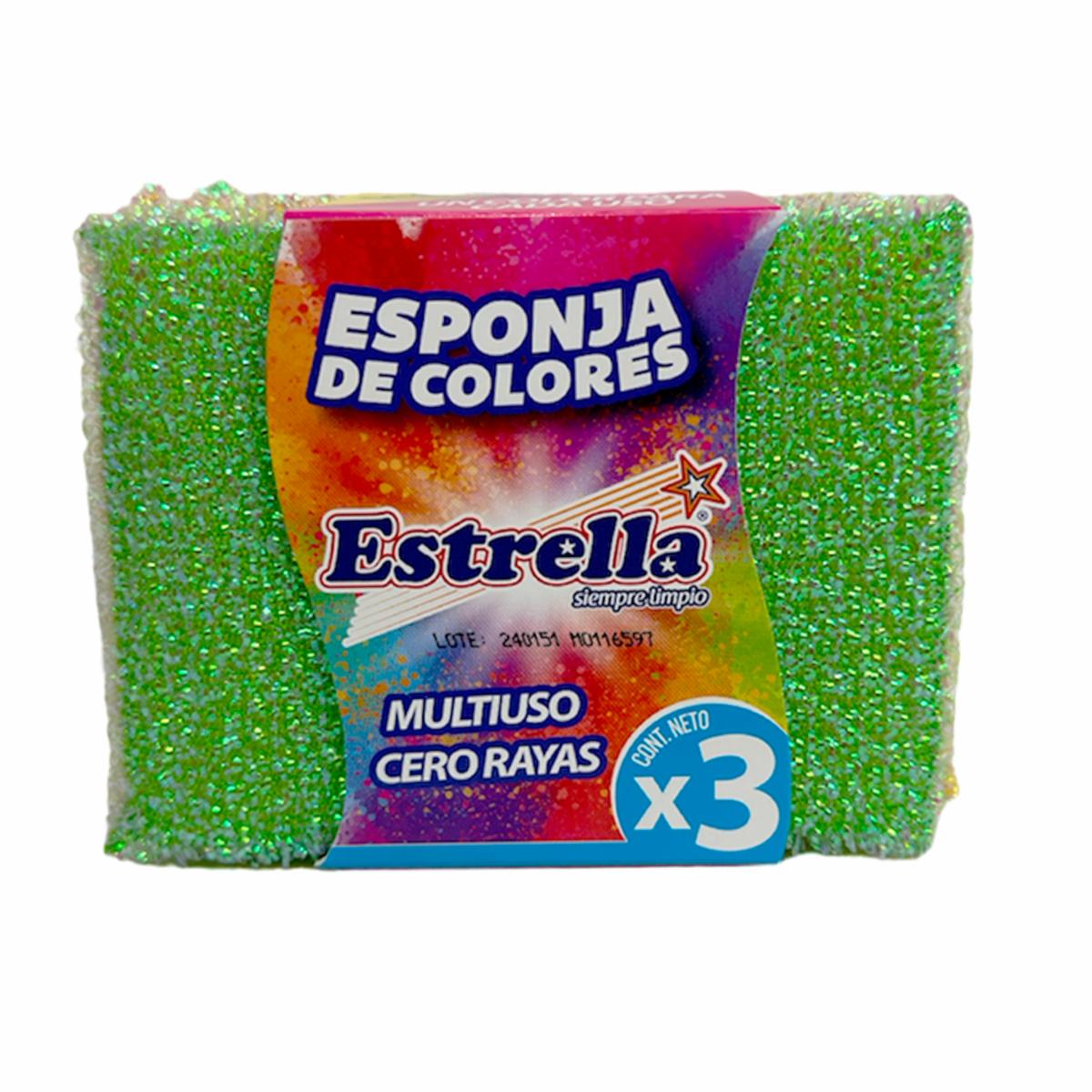 Esponja Multiusos De Colores Cero Rayas ESTRELLA X 3 Uds