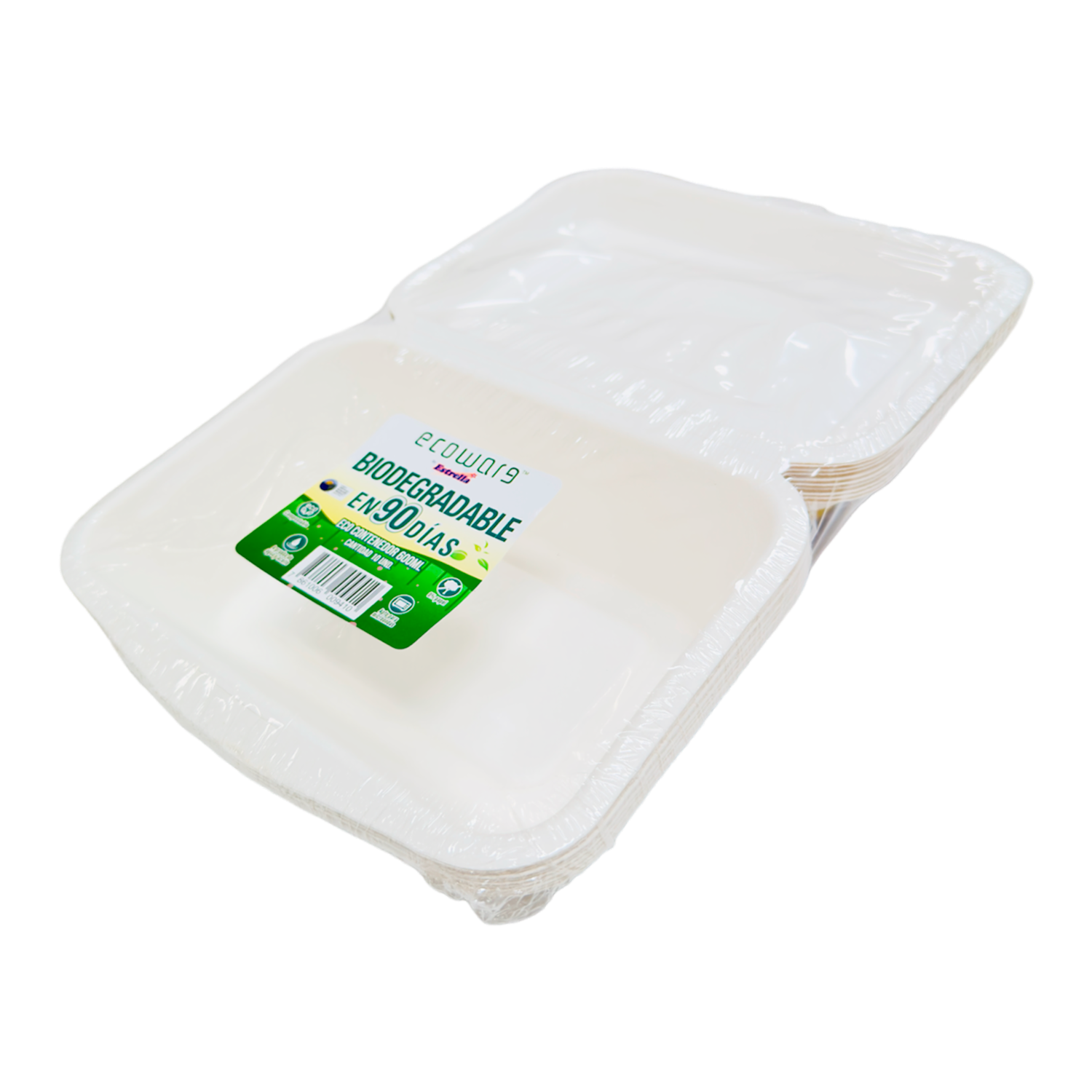 Contenedor Capacidad De 600 Ml Biodegradable ECOWARE X 10 Uds