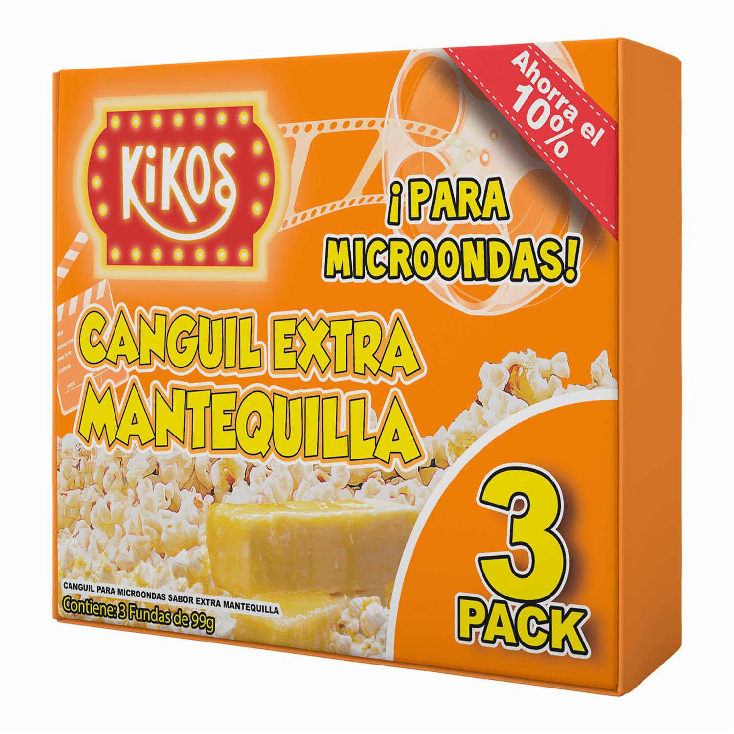Canguil Para Microondas Con Extra Mantequilla KIKOS Pack X3 297 G