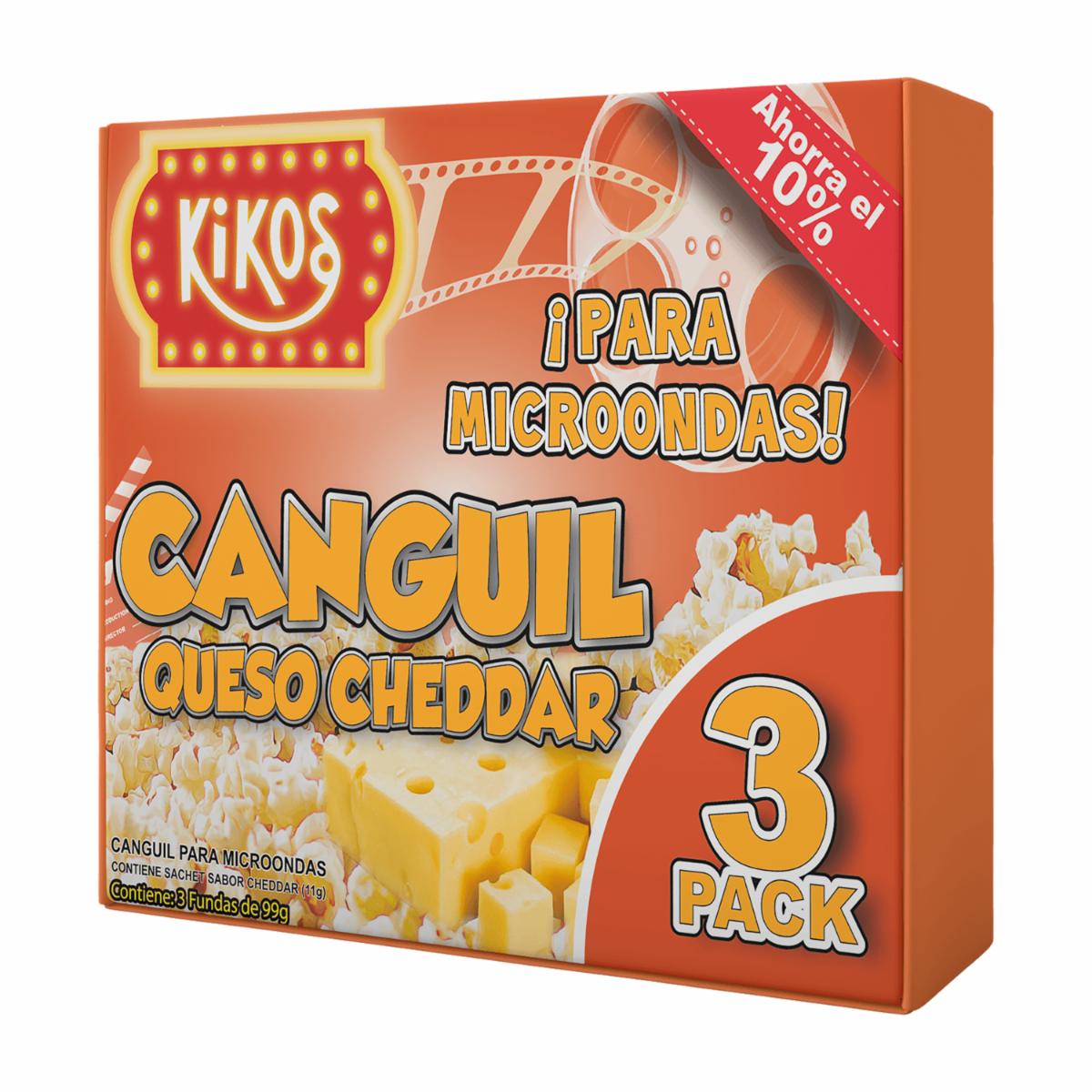 Canguil Para Microondas Con Queso Cheddar KIKOS Pack X3 99 G