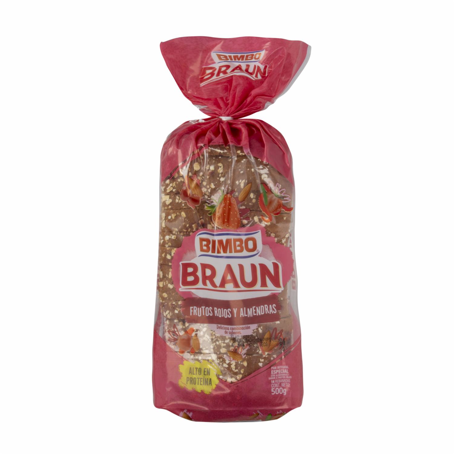 Pan Integral Especial Con Almendras Sabor A Frutos Rojos BRAUN 500 G