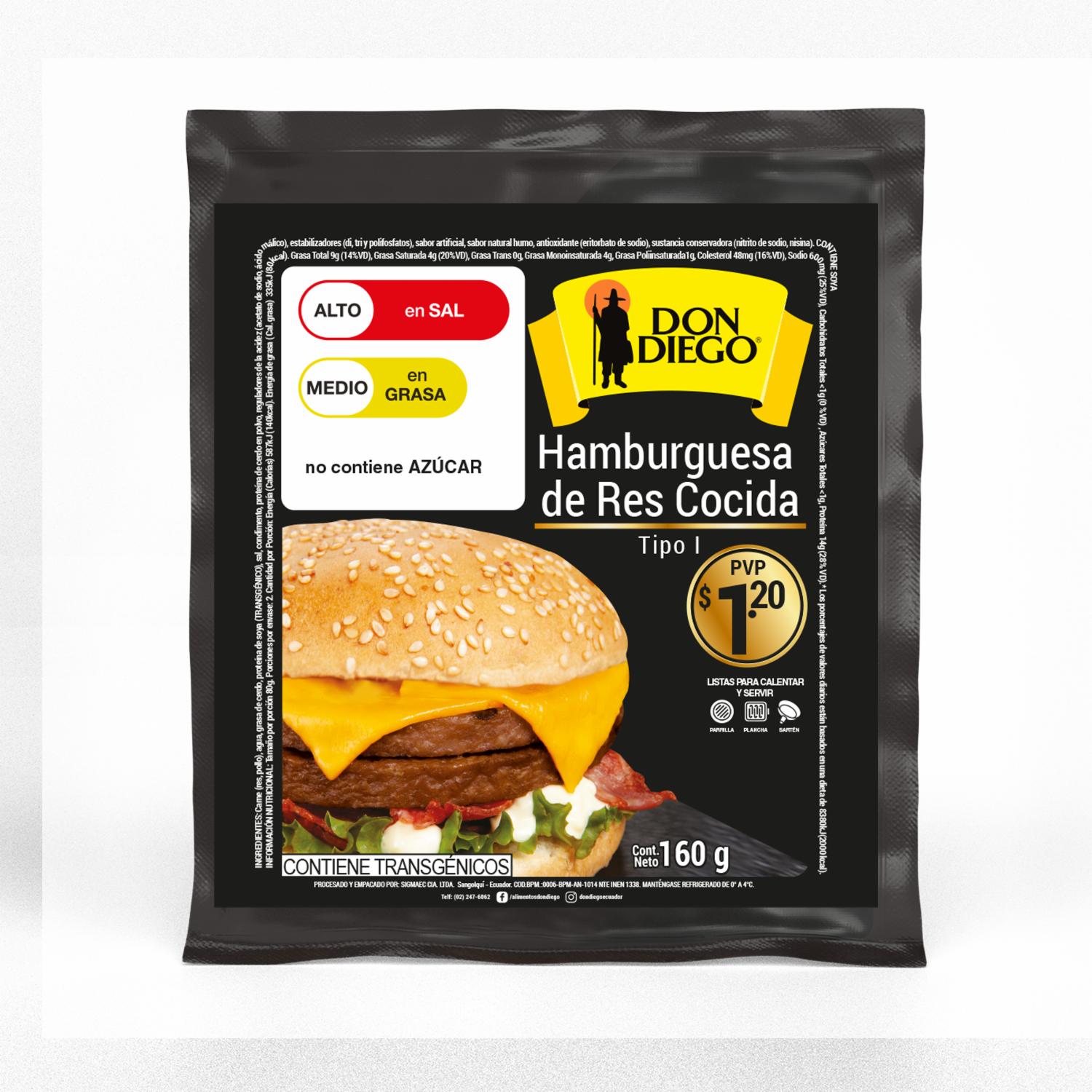 Hamburguesa De Res Cocida DON DIEGO 160 G