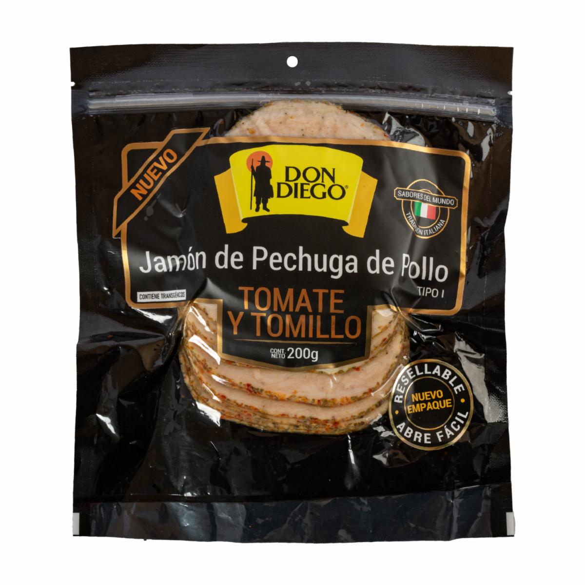 Jamón De Pechuga De Pollo Con Tomate Y Tomatillo DON DIEGO 200 G