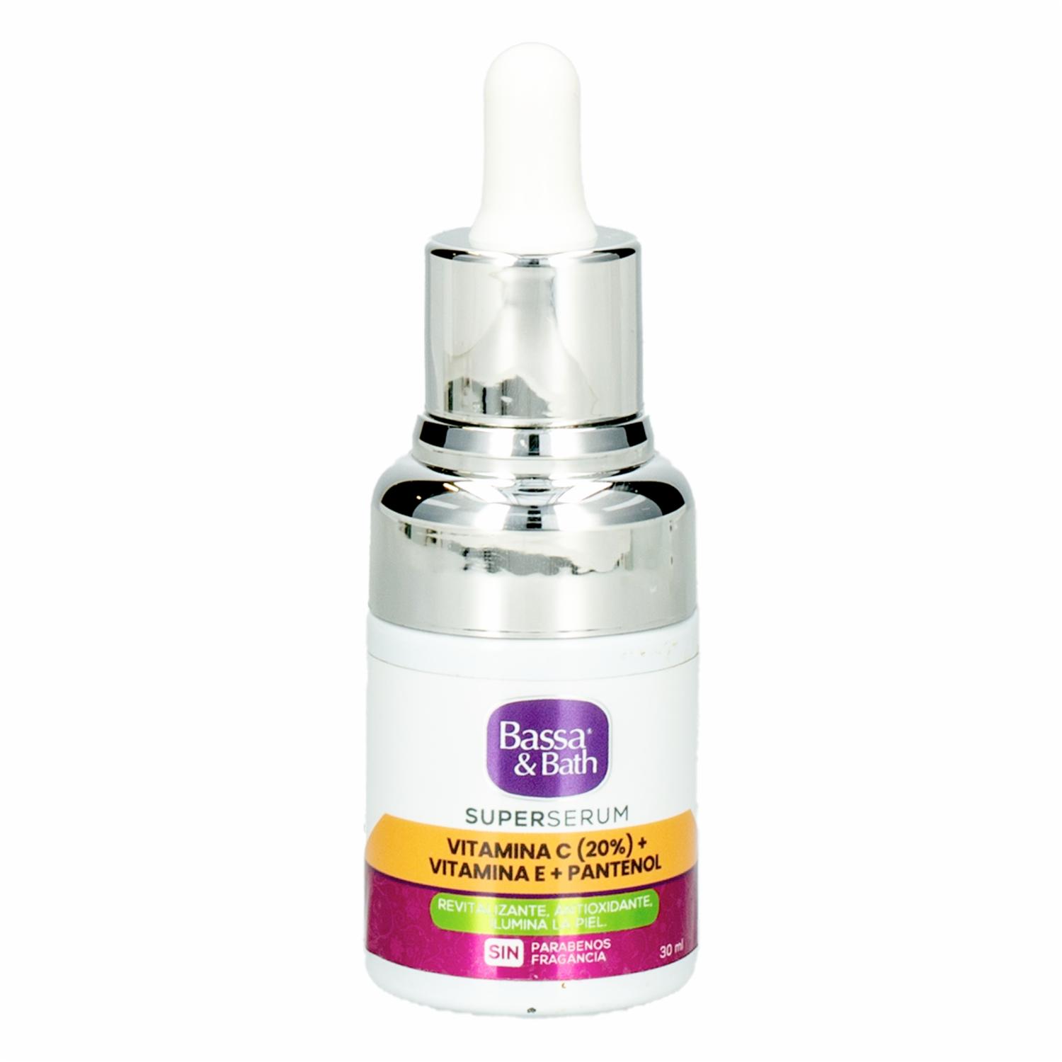 Sérum Facial Súper Vitamina C + Vitamina E + Pantenol BASSA & BATH 30 Ml