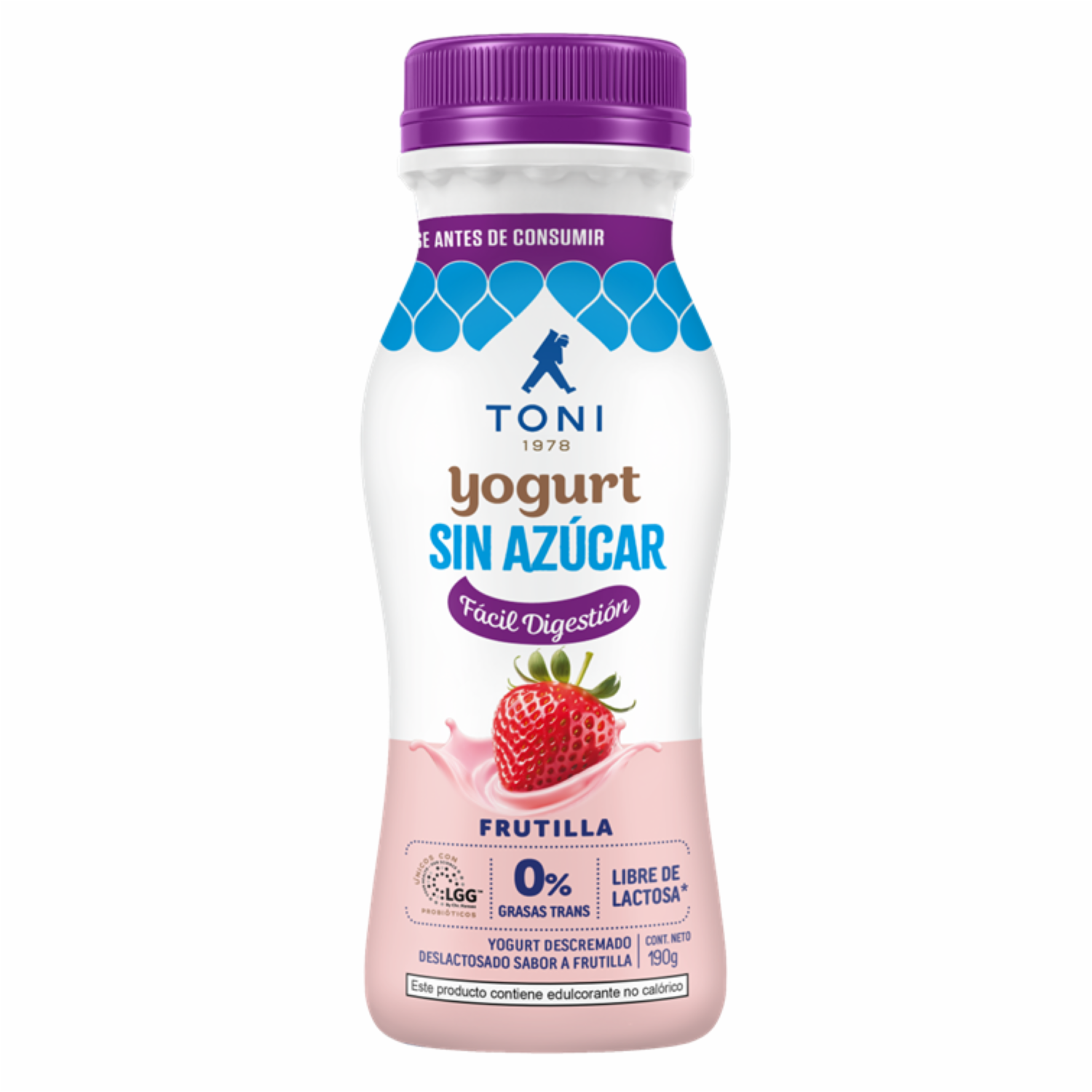 Yogurt Sin Azúcar De Frutilla TONI 190 G