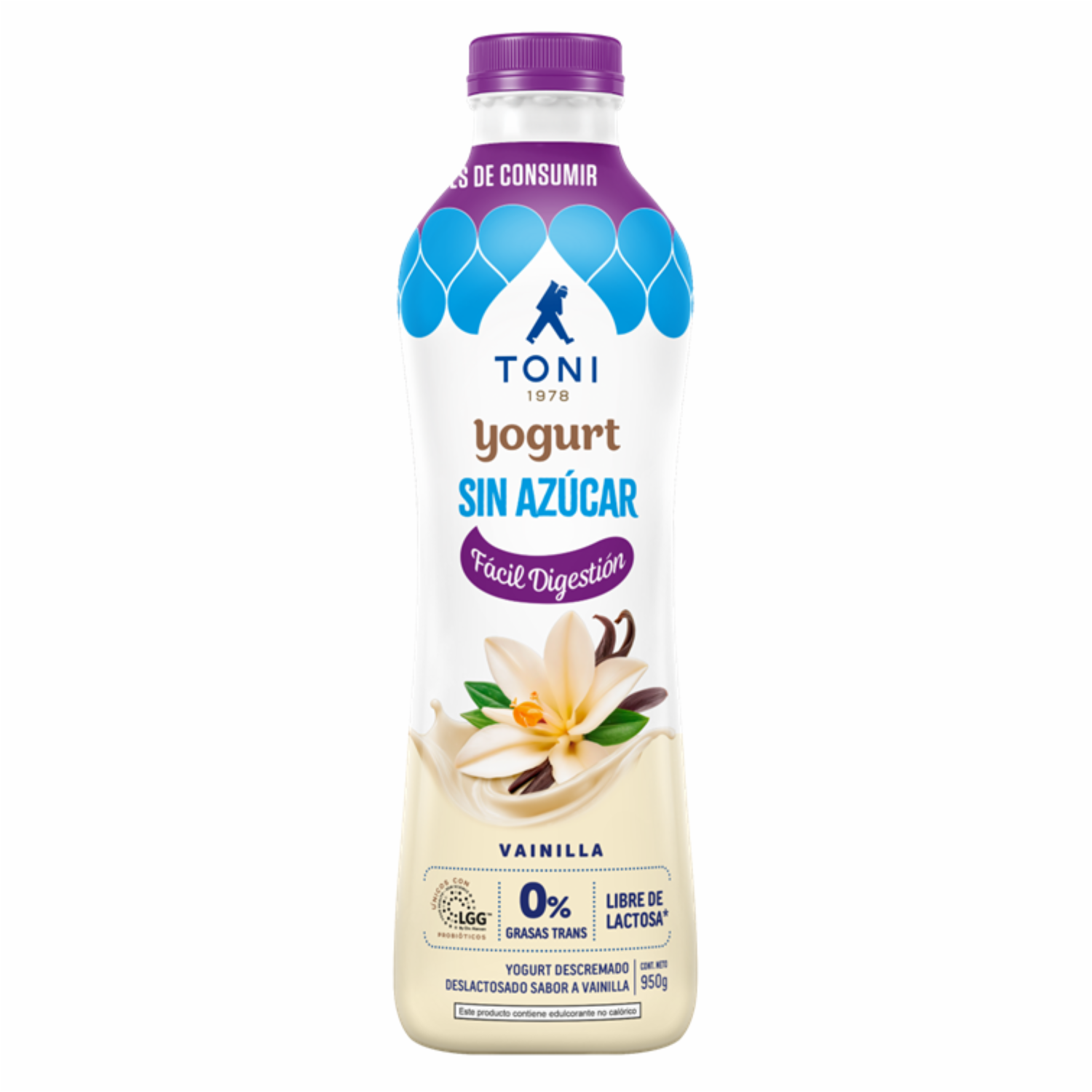 Yogurt Sin Azúcar Sabor A Vainilla TONI Frasco