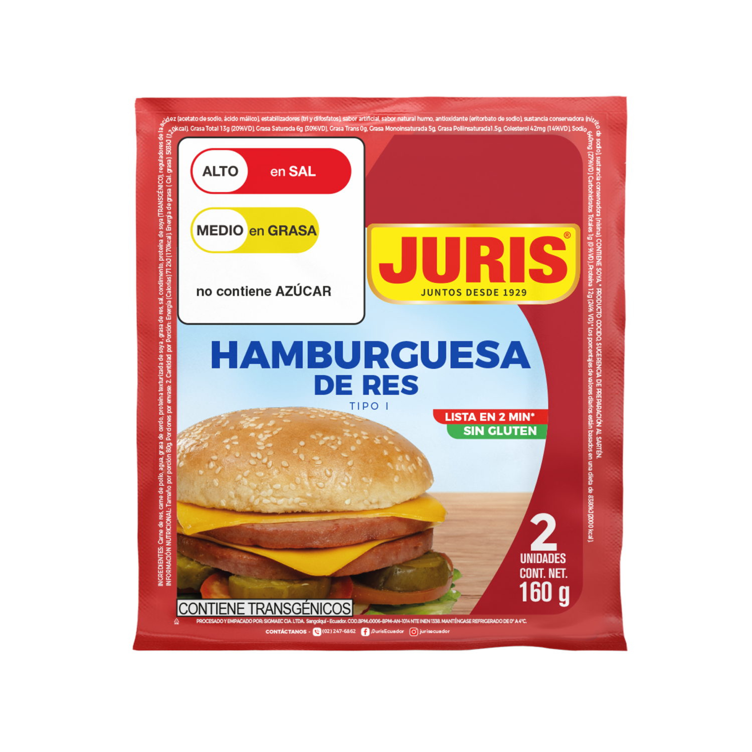 Hamburguesa De Res Tipo I JURIS 160 G