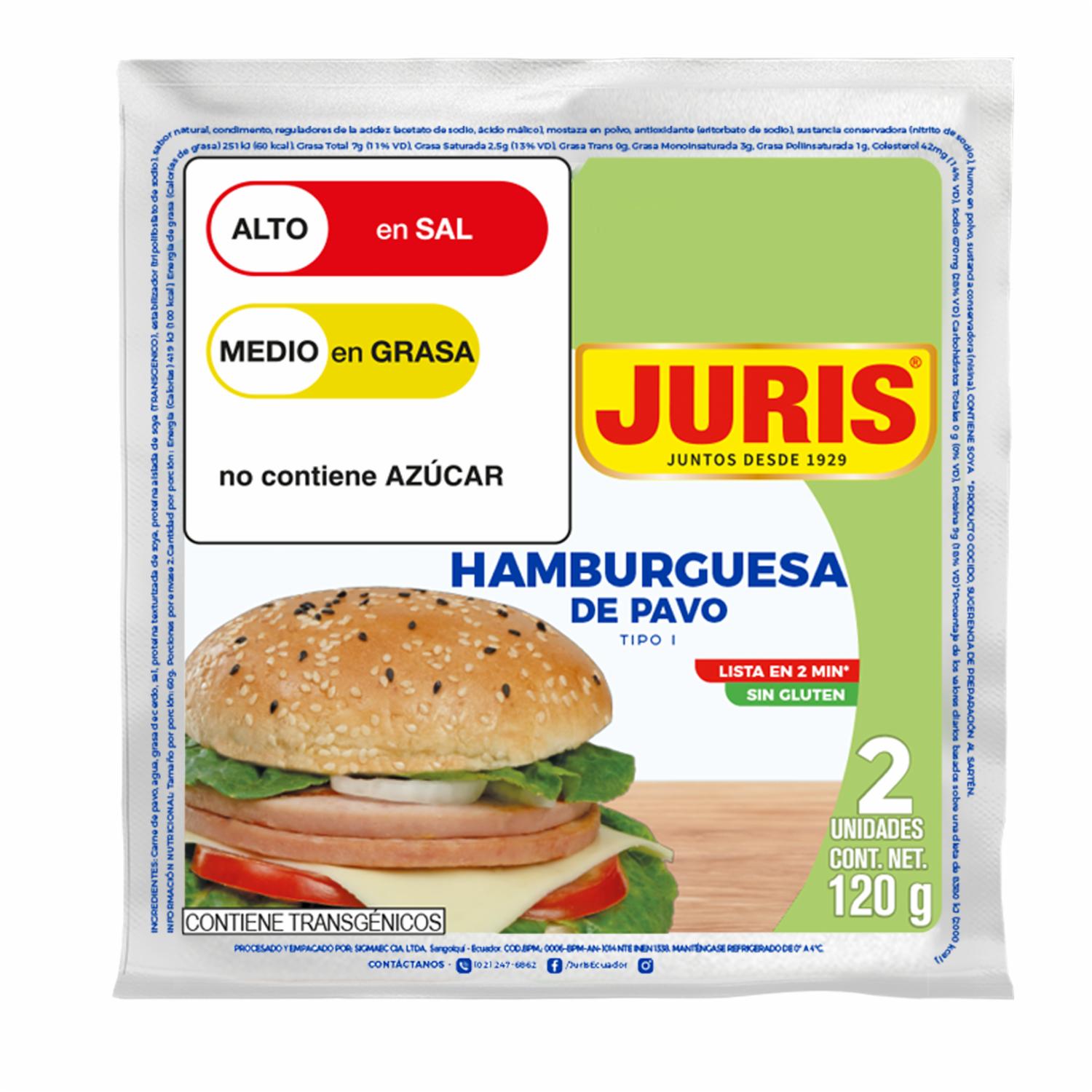 Hamburguesa De Pavo Cocida JURIS 120 G