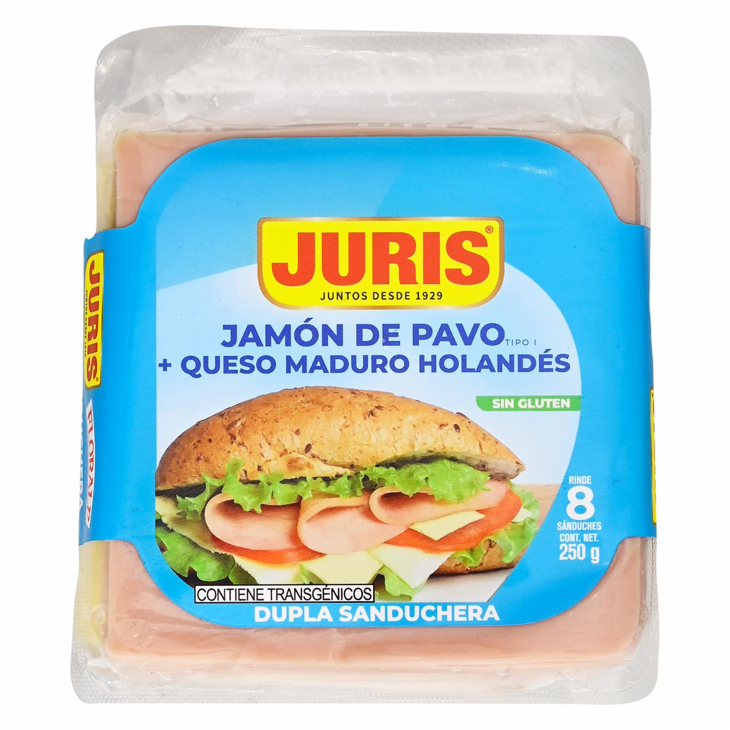 Dupla Sanduchera Jamón De Pavo Y Queso Holandés JURIS 250 G