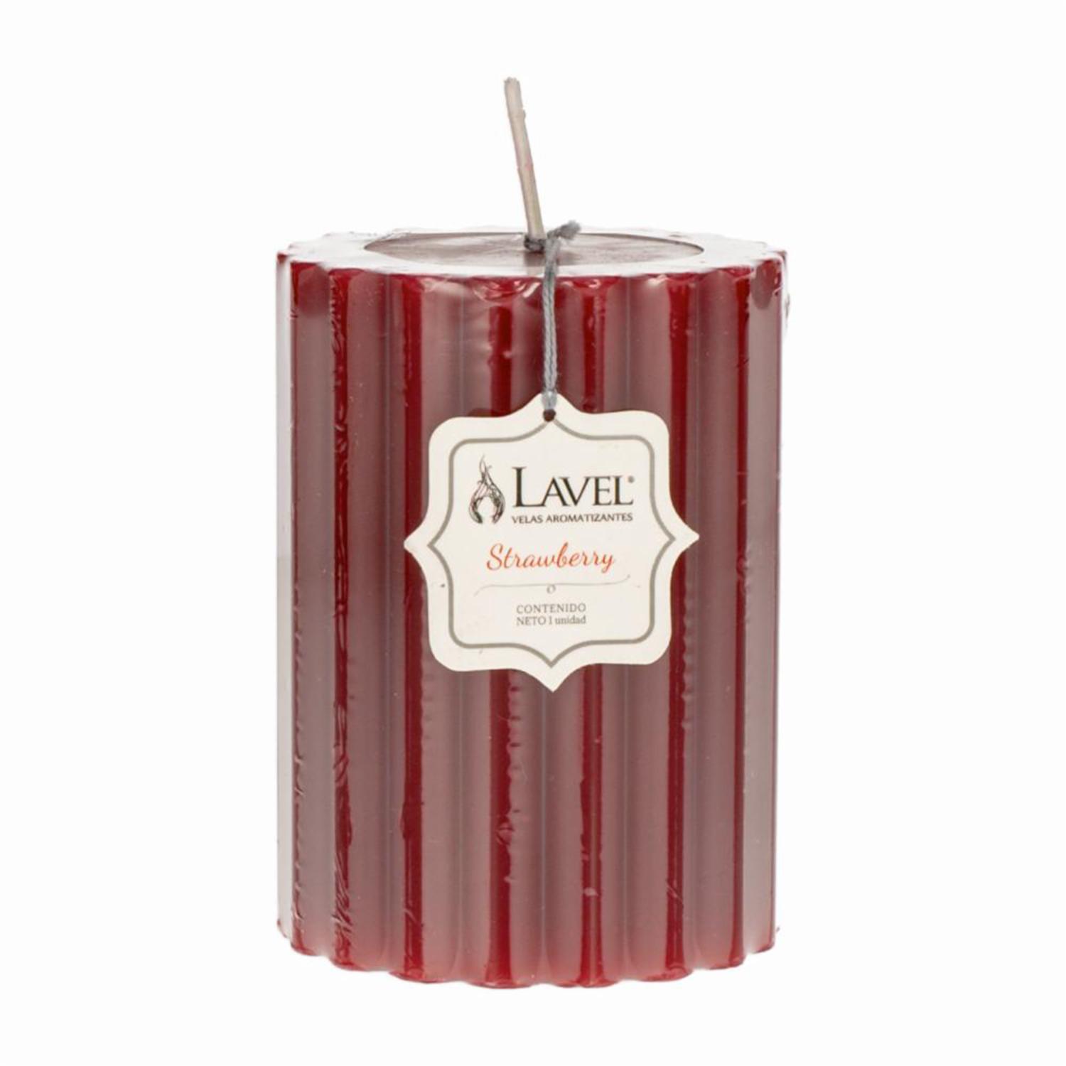 Vela Decorativa Acanalada Redonda Color Rojo LAVEL 10 X 7 Cm
