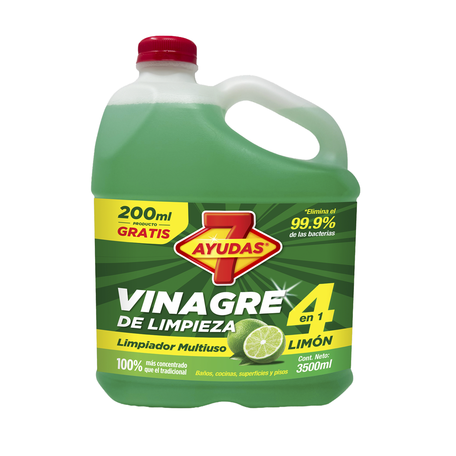 Vinagre De Limpieza 4 En 1 Aroma Limón 7 AYUDAS 3500 Ml