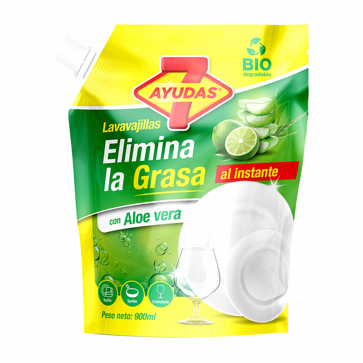 Lavavajillas Con Aloe Vera 7 AYUDAS 900 Ml
