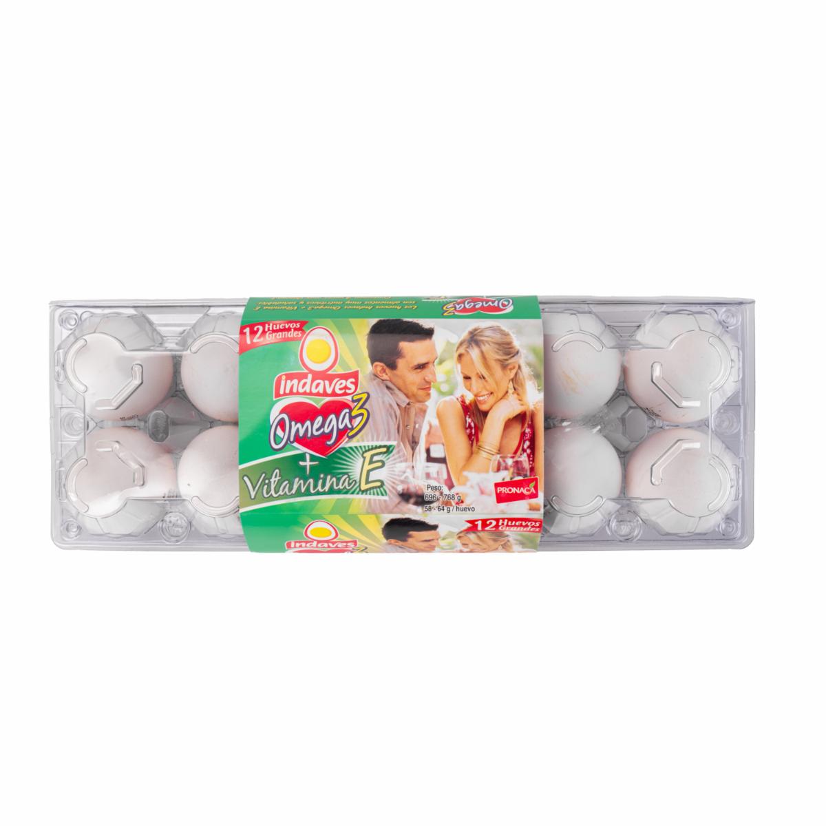 Huevos Blancos Grandes Omega 3 + Vitamina E INDAVES X 12 Uds