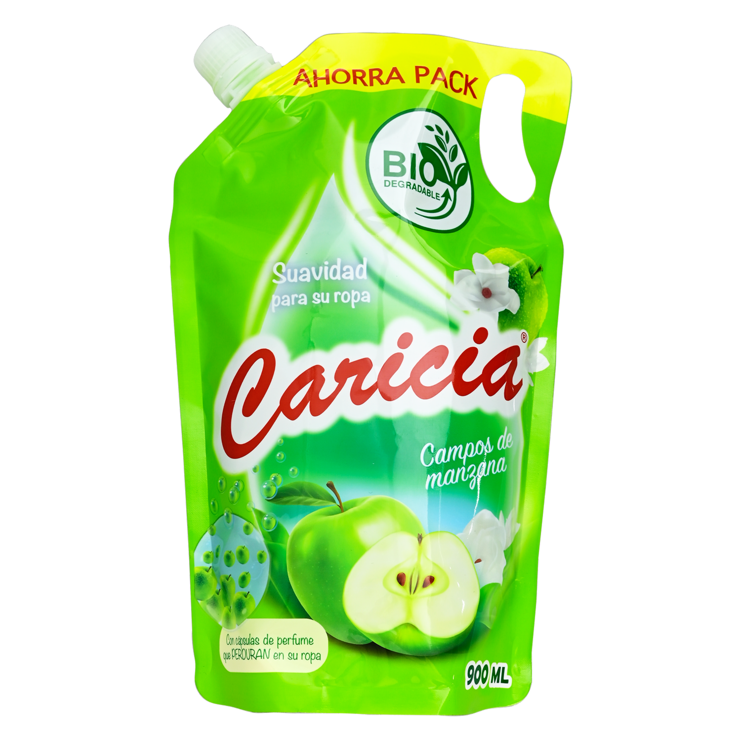 Suavizante Manzana Verde Doy Pack CARICIA 900 Ml