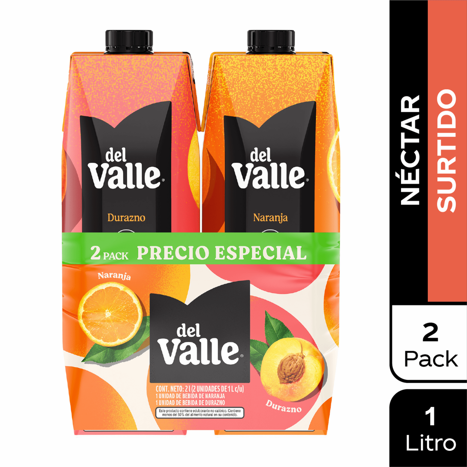 Jugo Néctar De Naranja+Durazno DEL VALLE 2 X 1000Ml