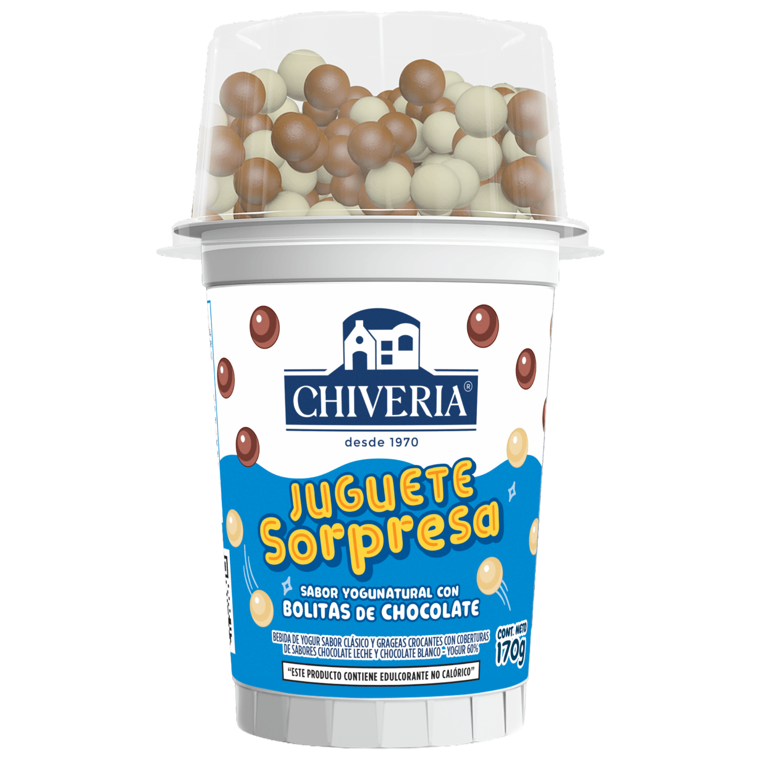 Yogur Cuchareable Natural Y Bolitas De Chocolate Juguete Sorpresa CHIVERIA 170 G