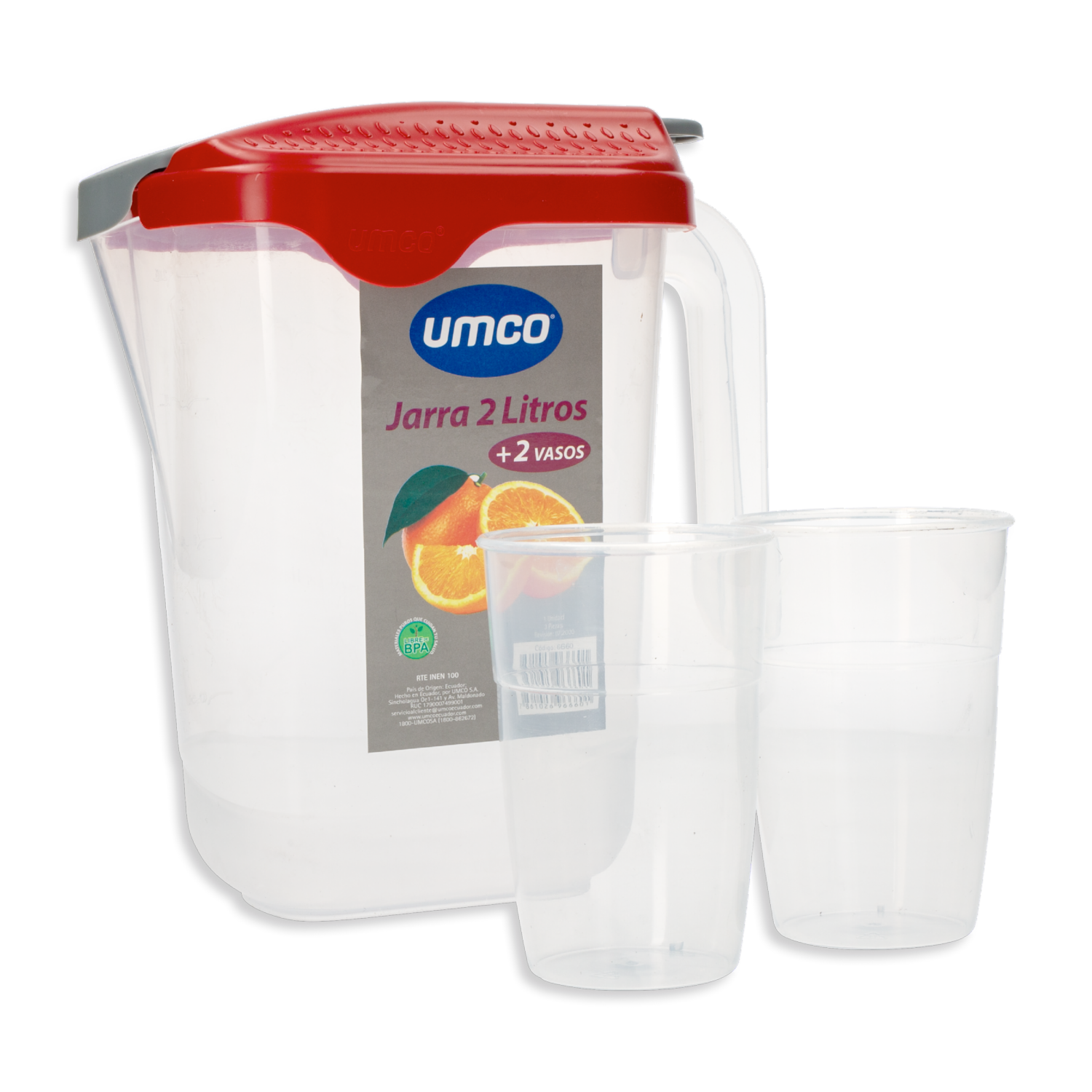 Set Jarra Para Bebidas Con 2 Vasos UMCO Unidad