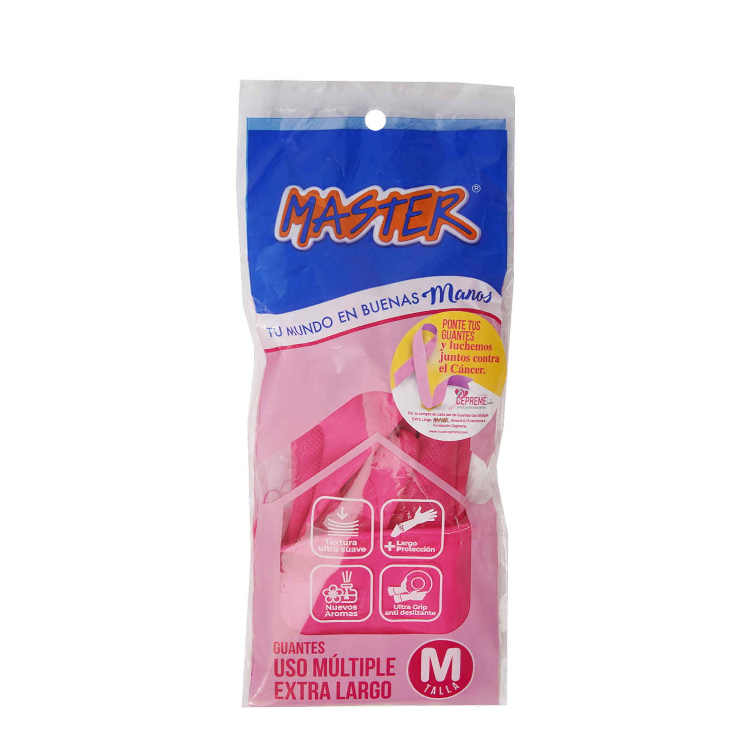 Guante Rosa Extra Largo MASTER Talla M